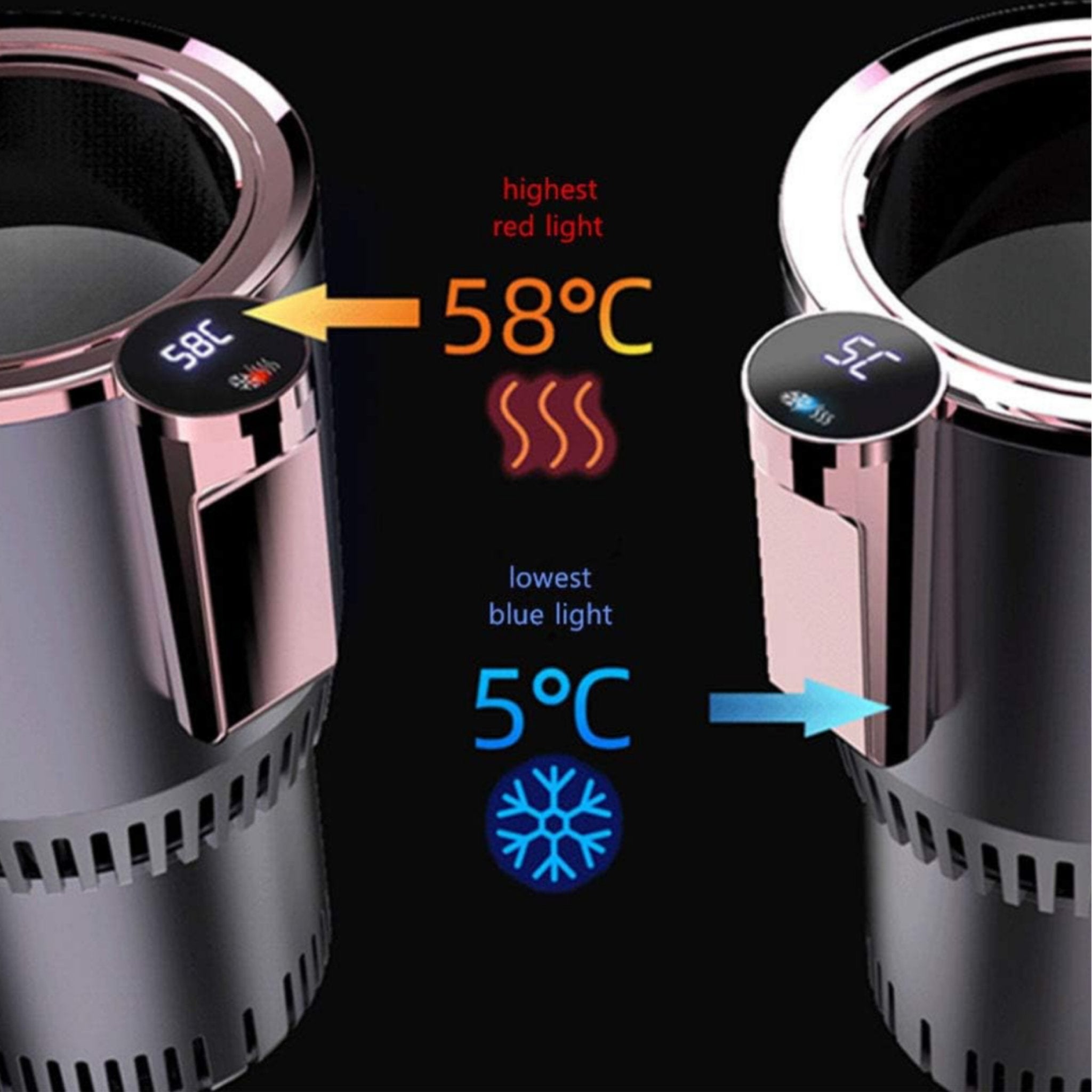 2 in 1 Smart Car Cup Warmer Cooler, Auto Car Cooling and Heating Cup Holder with LED Temperature Display, Touch Control, Keeps Drinks Cold and Hot, Fits Commuter Travel - Sarman Fashion - Wholesale Clothing Fashion Brand for Men from Canada