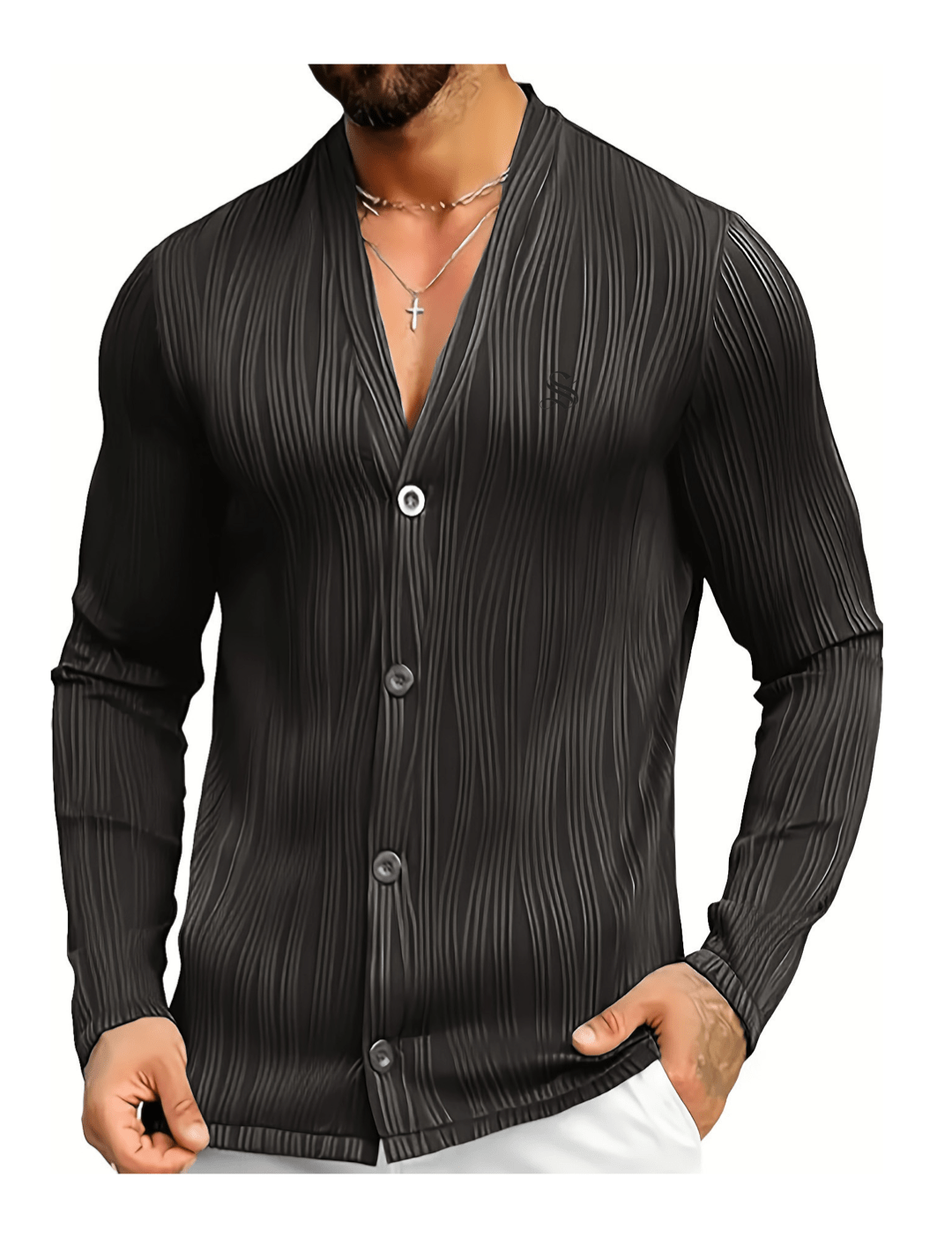 Bakag 2 - Long V - Neck Shirt for Men - Sarman Fashion - Wholesale Clothing Fashion Brand for Men from Canada