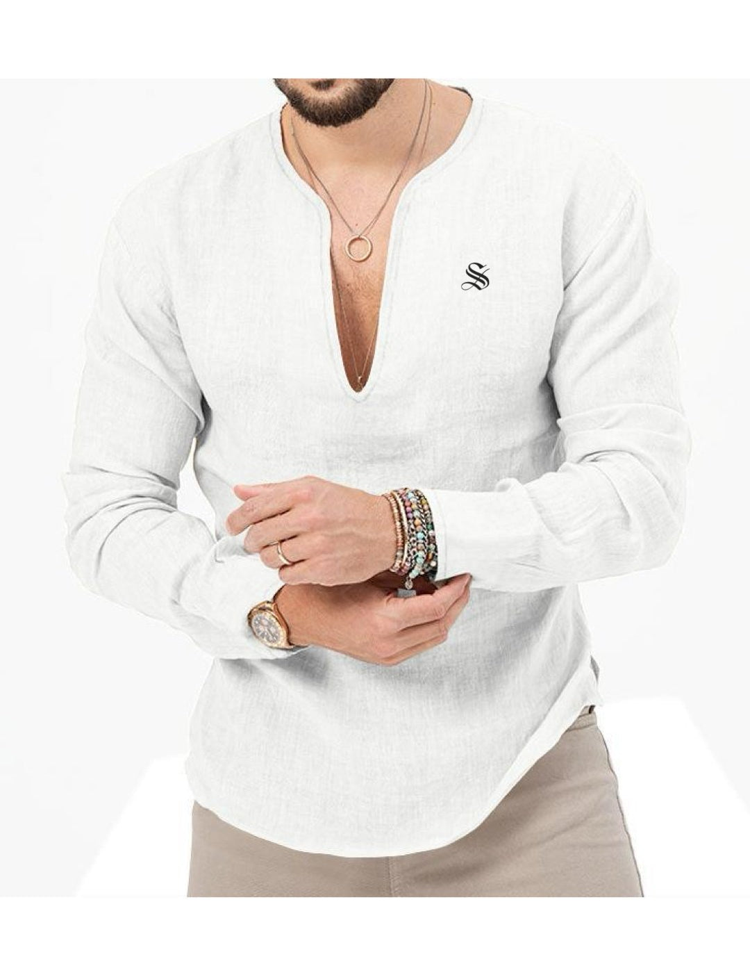 Bakag 2 - Long V - Neck Shirt for Men - Sarman Fashion - Wholesale Clothing Fashion Brand for Men from Canada