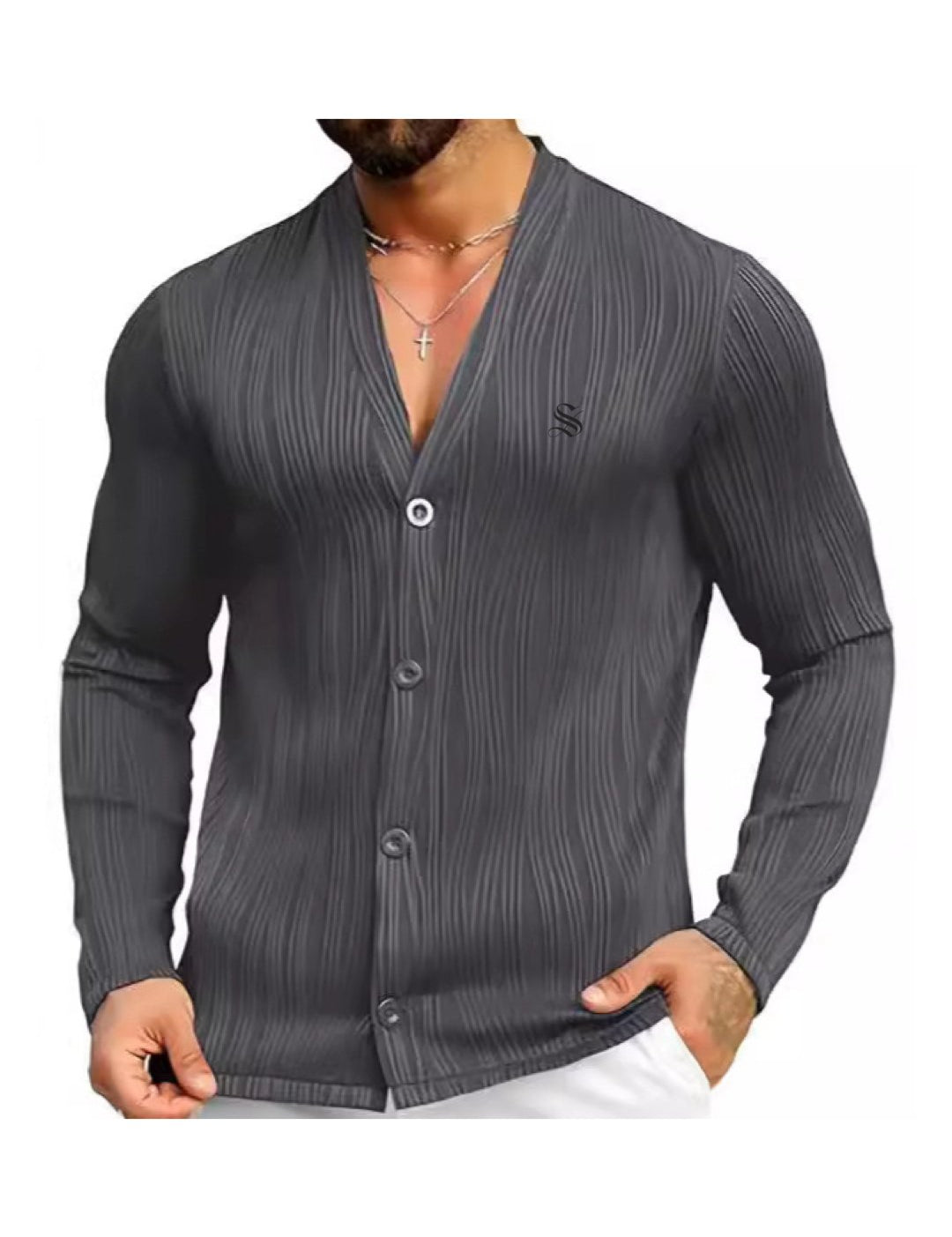 Bakag 2 - Long V - Neck Shirt for Men - Sarman Fashion - Wholesale Clothing Fashion Brand for Men from Canada