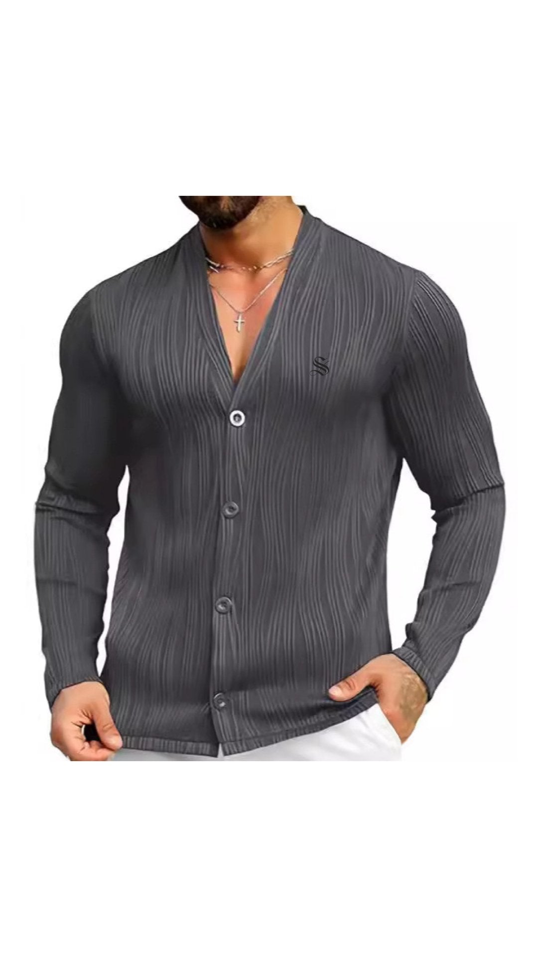 Bakag 2 - Long V - Neck Shirt for Men - Sarman Fashion - Wholesale Clothing Fashion Brand for Men from Canada