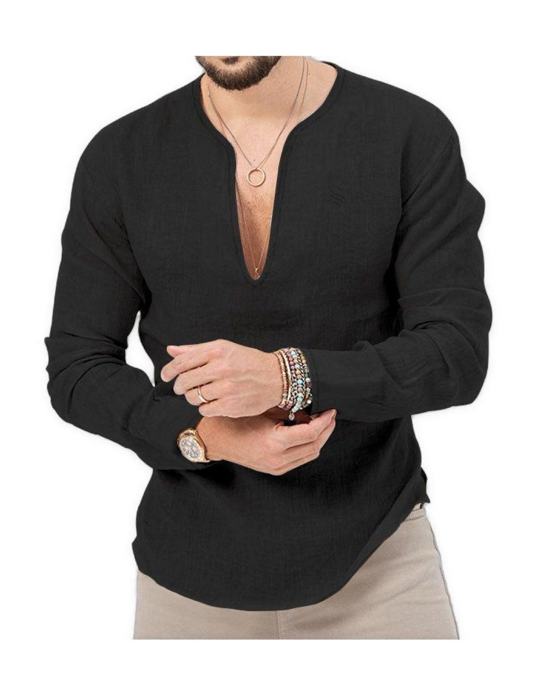 Bakag 2 - Long V - Neck Shirt for Men - Sarman Fashion - Wholesale Clothing Fashion Brand for Men from Canada