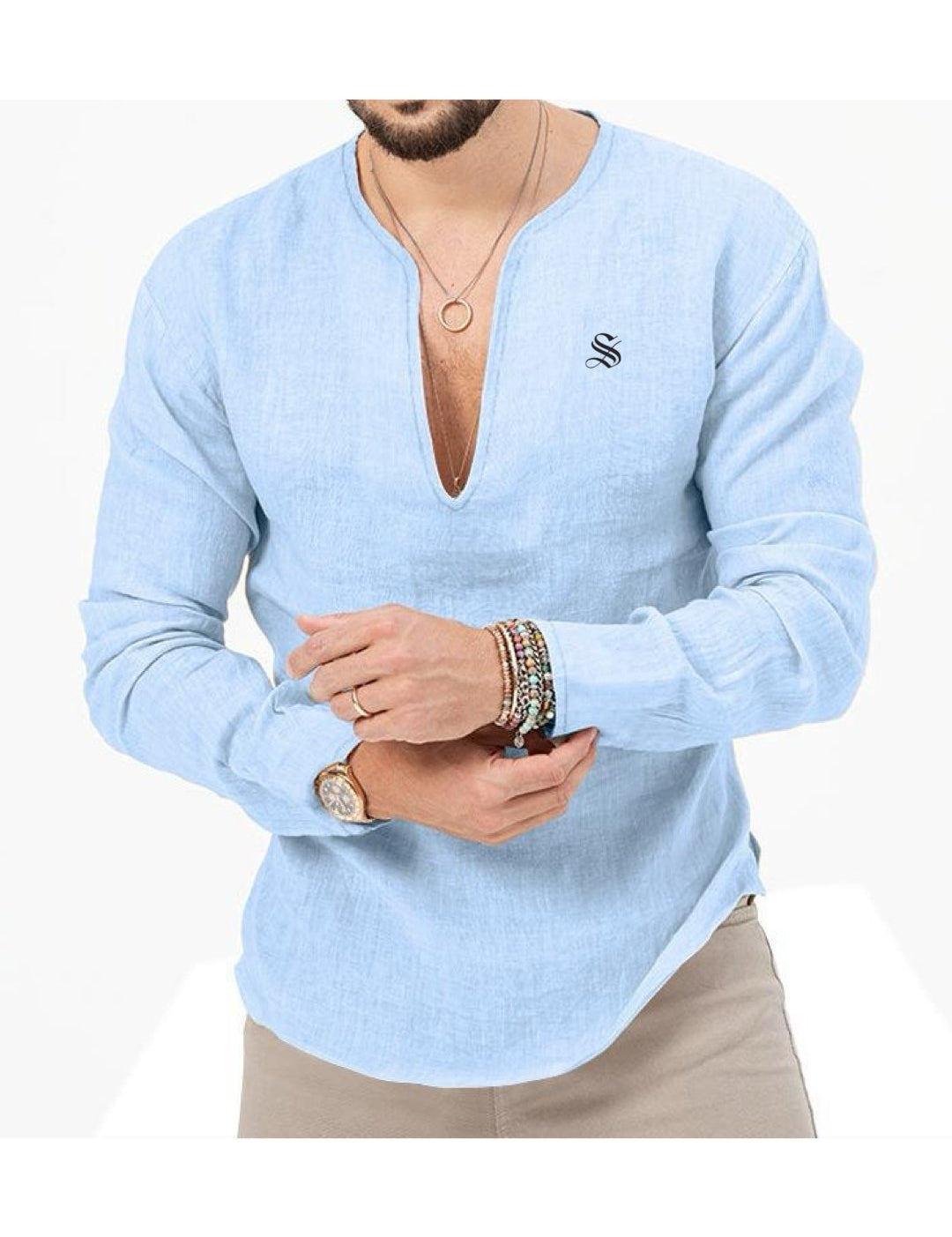 Bakag 2 - Long V - Neck Shirt for Men - Sarman Fashion - Wholesale Clothing Fashion Brand for Men from Canada