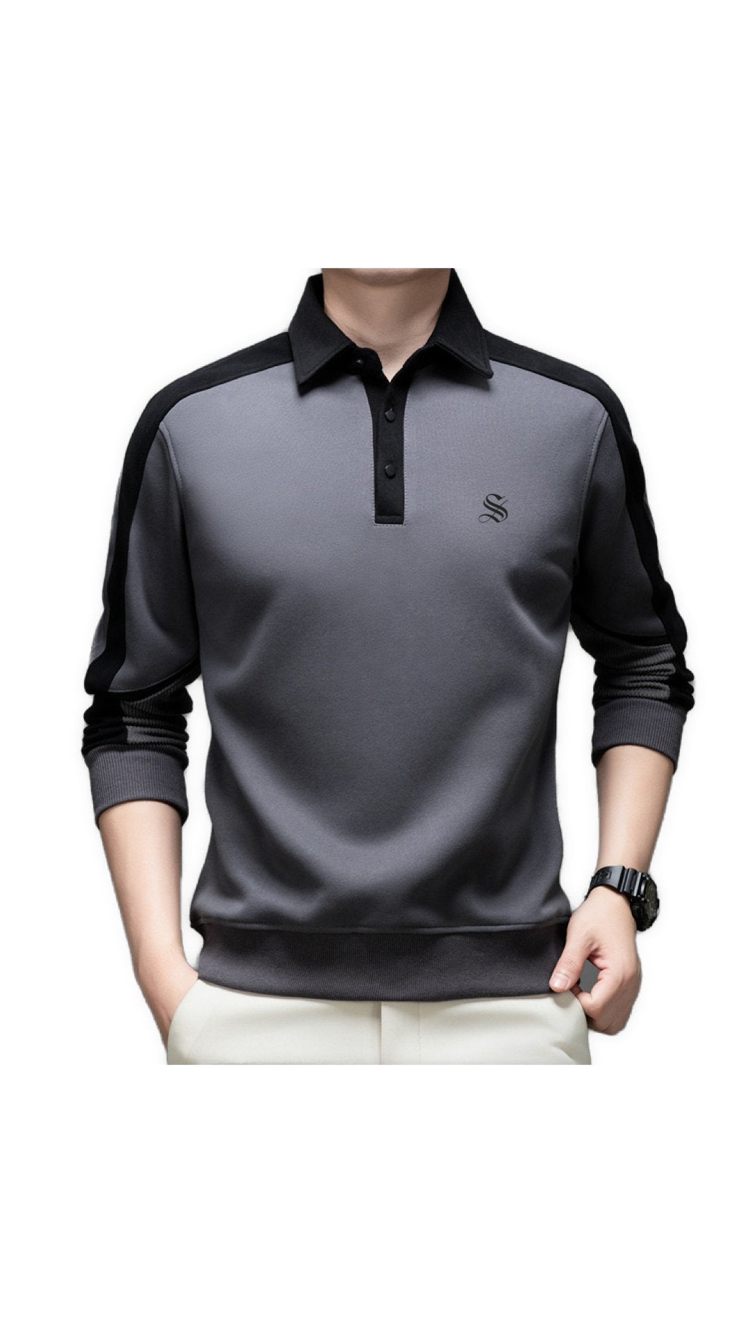 Bikaro - Long Sleeves Polo Shirt for Men - Sarman Fashion - Wholesale Clothing Fashion Brand for Men from Canada