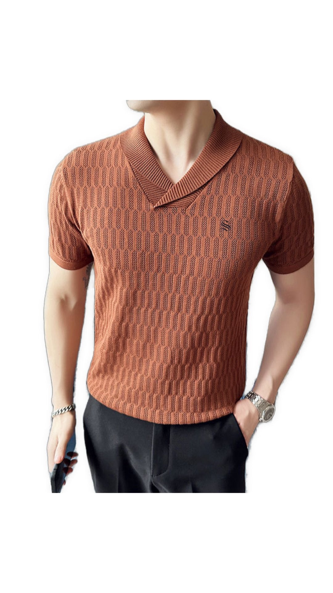 Blockula - V-Neck T-Shirt for Men - Sarman Fashion - Wholesale Clothing Fashion Brand for Men from Canada