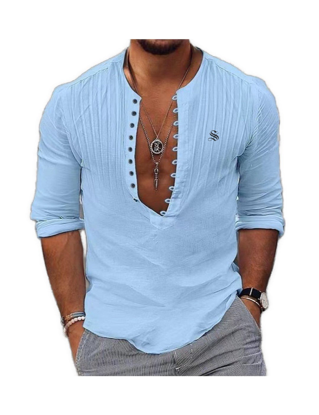 Ceba 2 - V - Neck T - Shirt for Men - Sarman Fashion - Wholesale Clothing Fashion Brand for Men from Canada