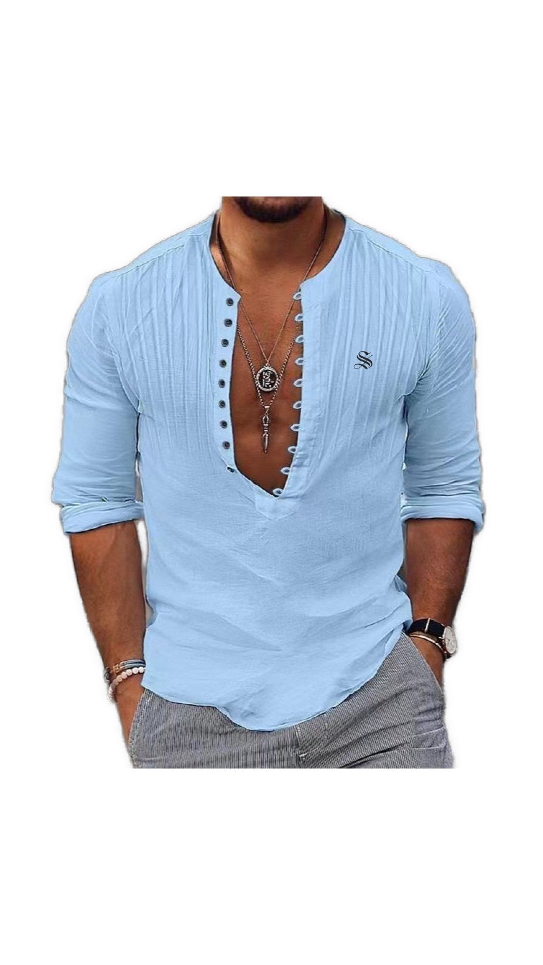 Ceba 2 - V - Neck T - Shirt for Men - Sarman Fashion - Wholesale Clothing Fashion Brand for Men from Canada