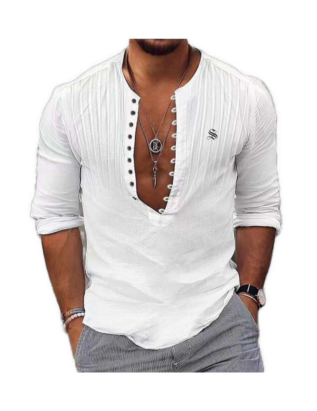 Ceba 2 - V - Neck T - Shirt for Men - Sarman Fashion - Wholesale Clothing Fashion Brand for Men from Canada