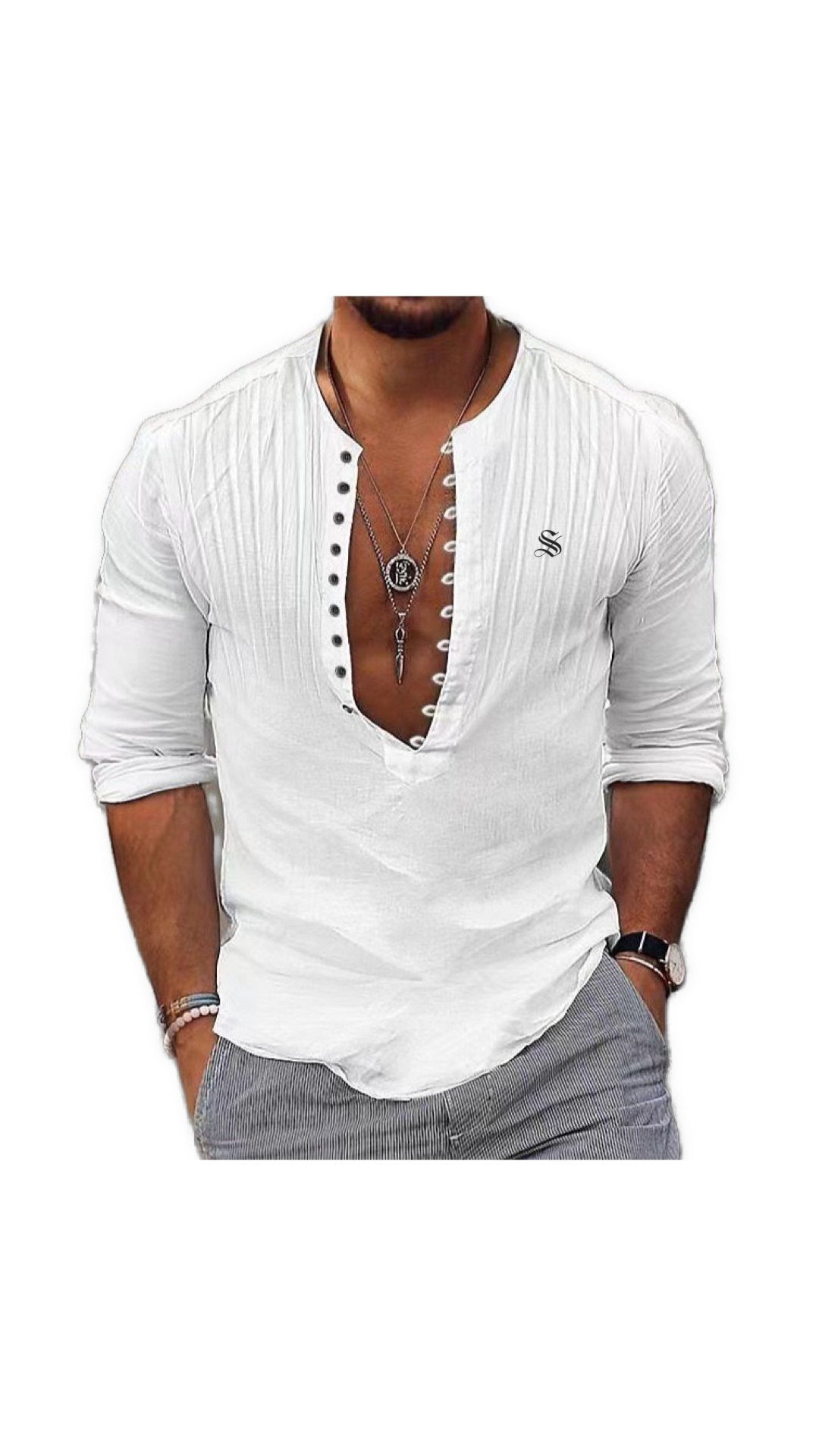 Ceba 2 - V - Neck T - Shirt for Men - Sarman Fashion - Wholesale Clothing Fashion Brand for Men from Canada