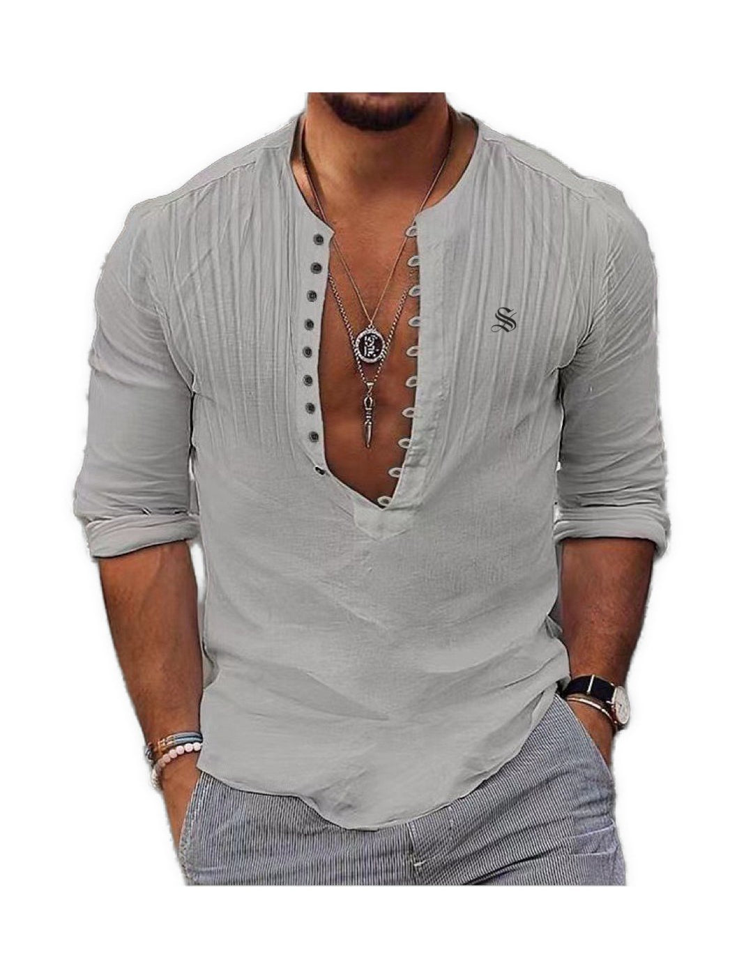 Ceba 2 - V - Neck T - Shirt for Men - Sarman Fashion - Wholesale Clothing Fashion Brand for Men from Canada