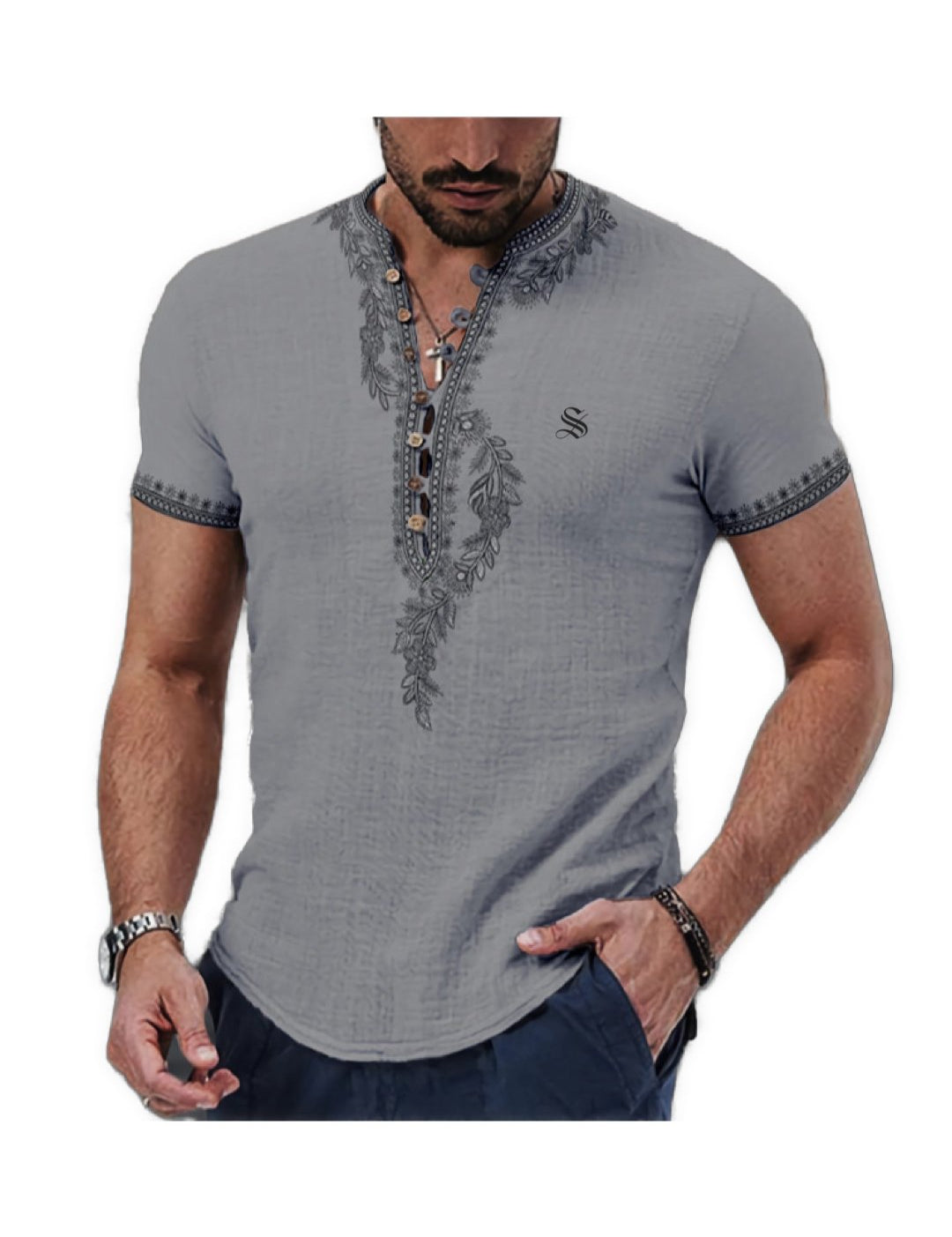 Ceba 5 - V - Neck T - Shirt for Men - Sarman Fashion - Wholesale Clothing Fashion Brand for Men from Canada