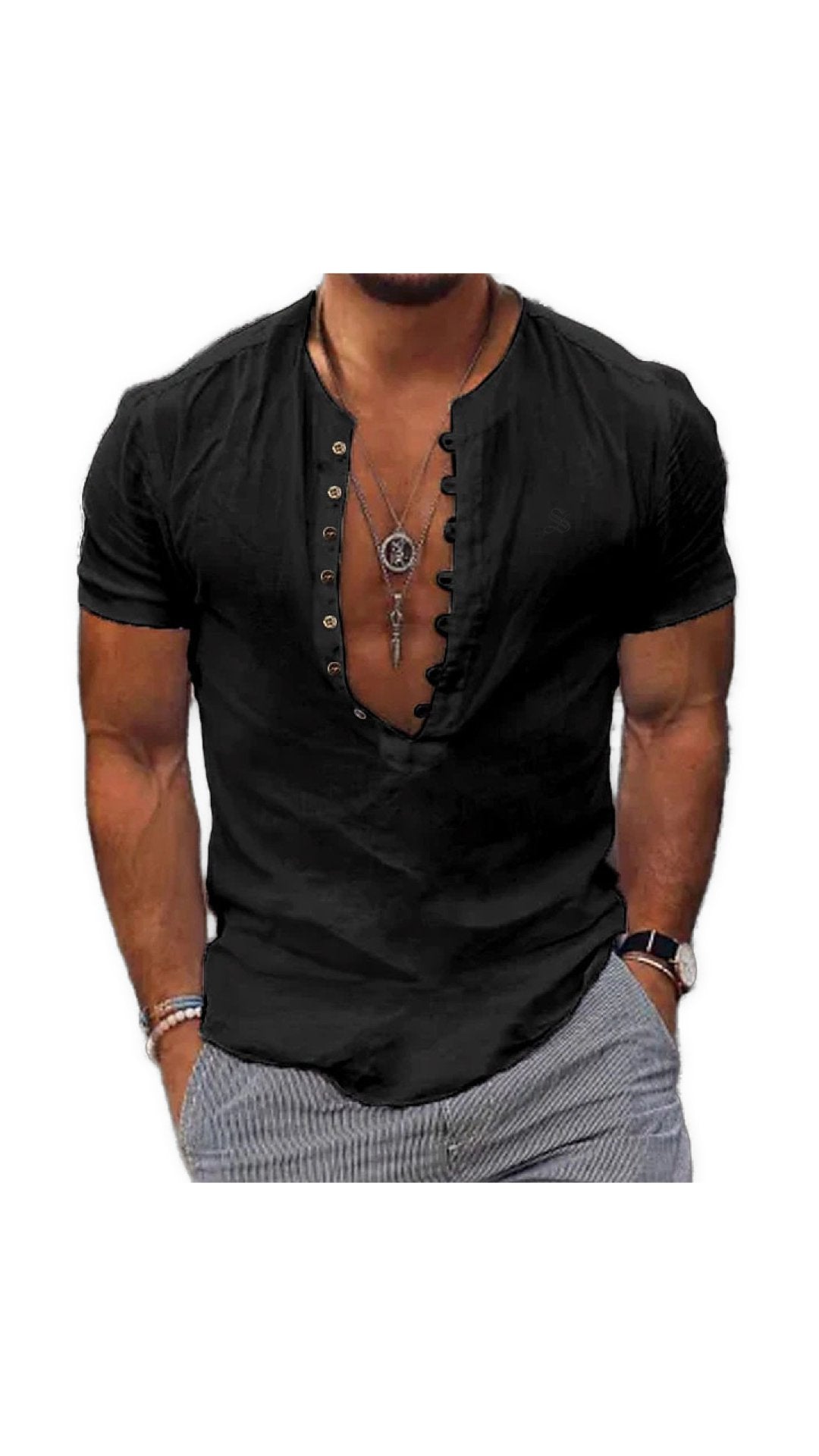 Ceba - V-Neck T-Shirt for Men - Sarman Fashion - Wholesale Clothing Fashion Brand for Men from Canada