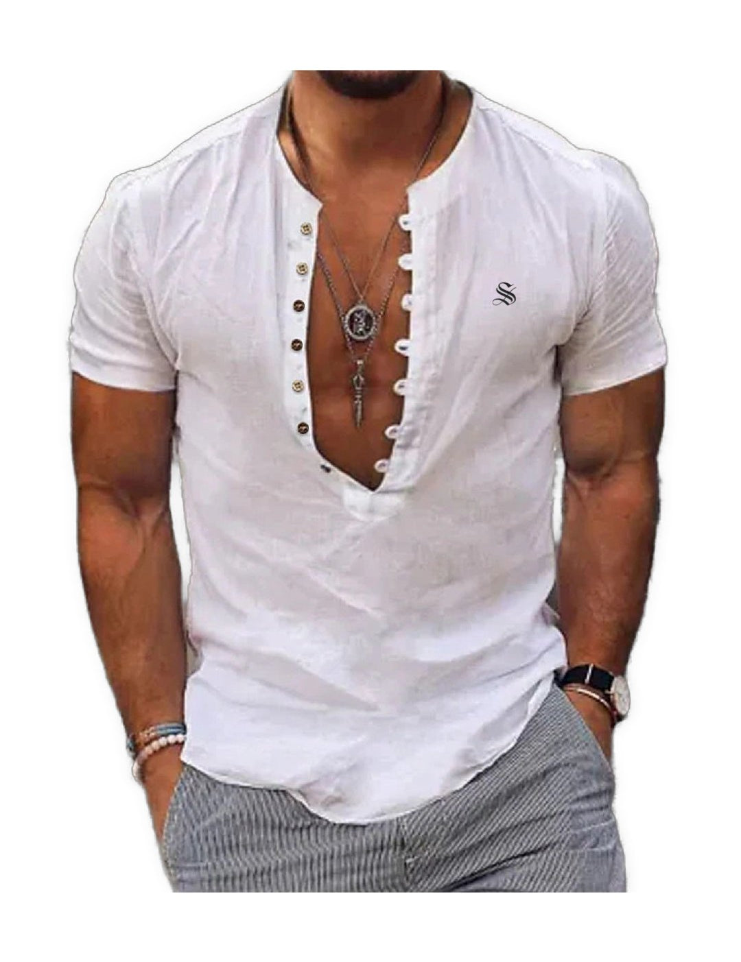 Ceba - V-Neck T-Shirt for Men - Sarman Fashion - Wholesale Clothing Fashion Brand for Men from Canada