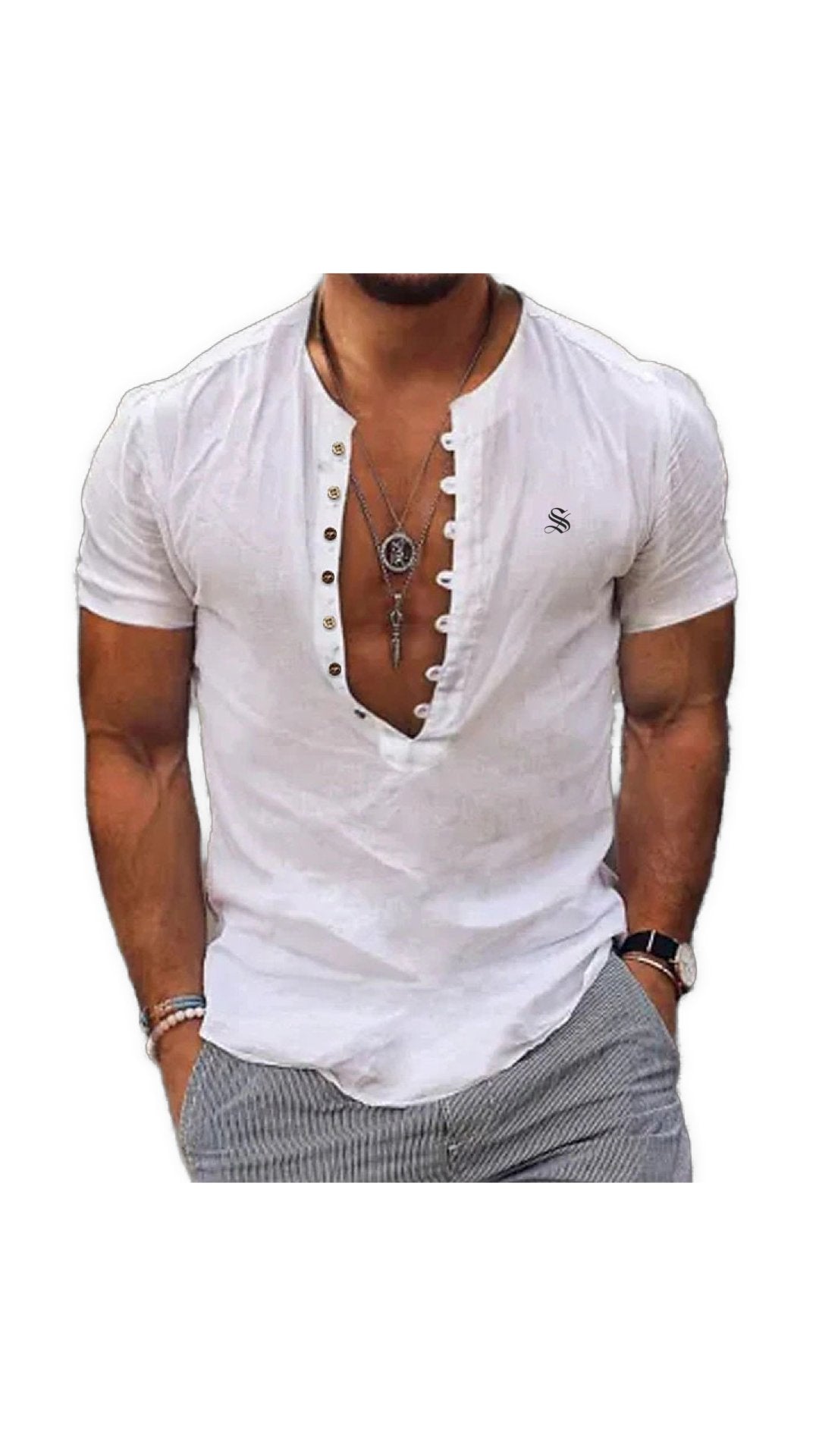 Ceba - V-Neck T-Shirt for Men - Sarman Fashion - Wholesale Clothing Fashion Brand for Men from Canada