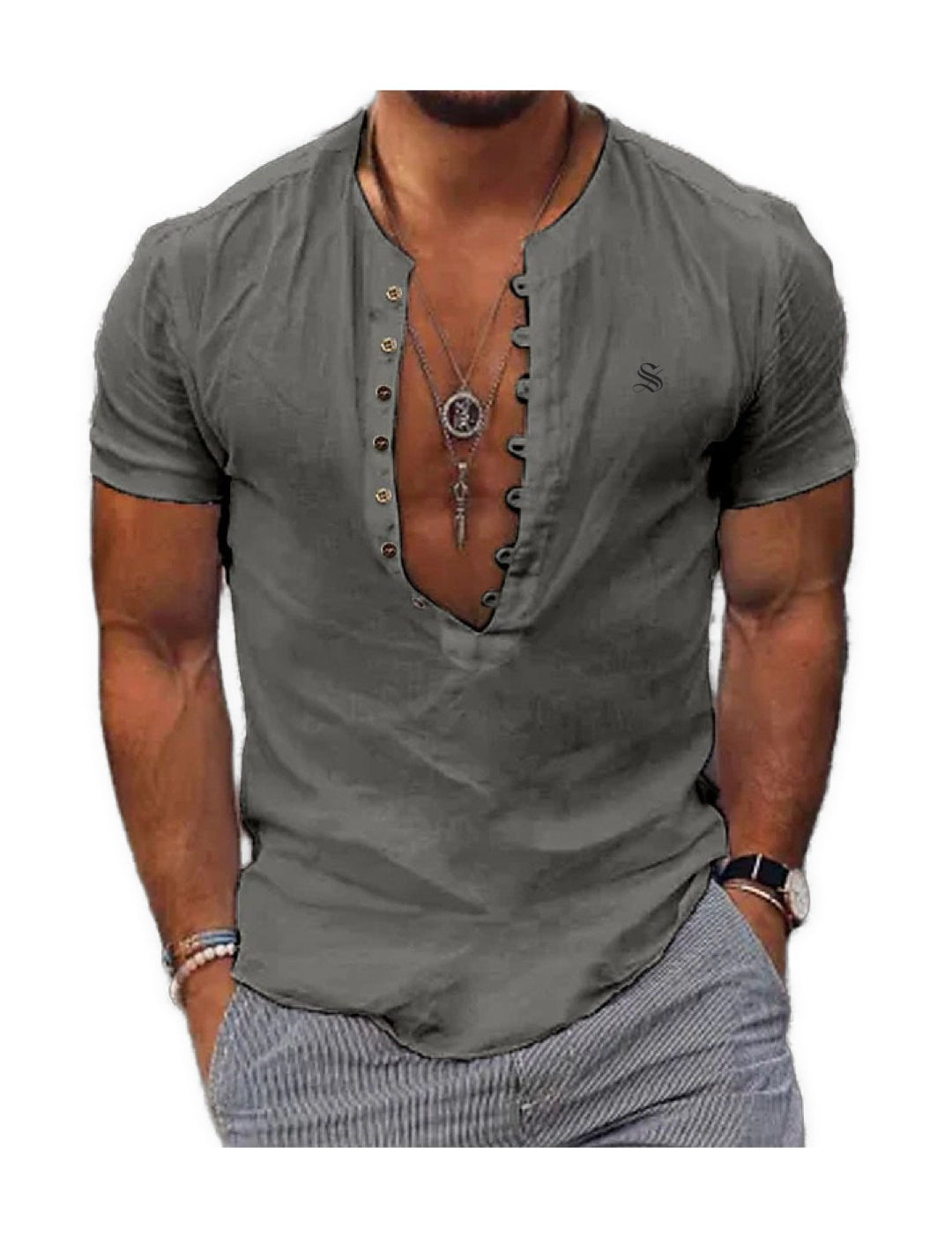 Ceba - V-Neck T-Shirt for Men - Sarman Fashion - Wholesale Clothing Fashion Brand for Men from Canada