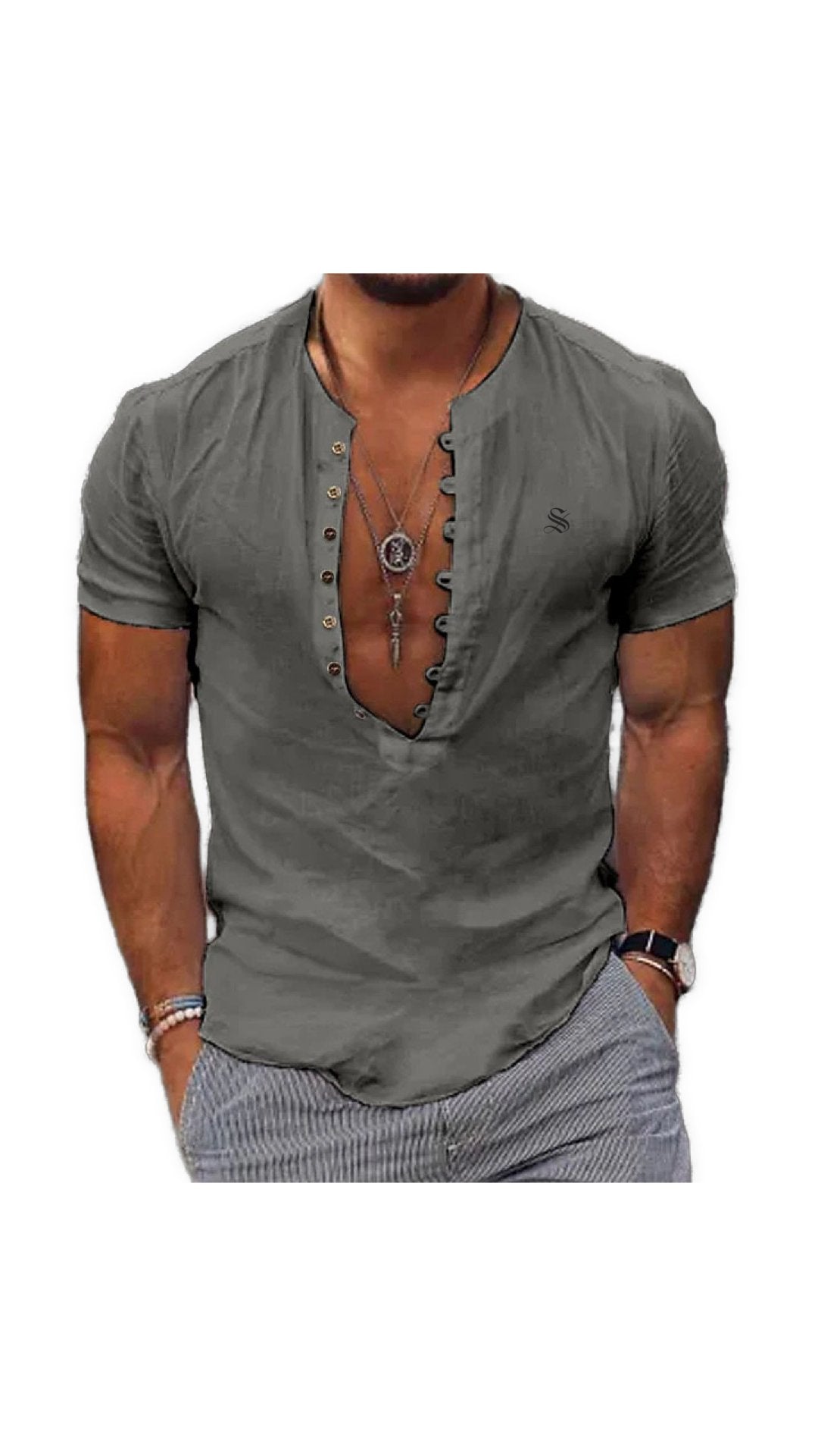 Ceba - V-Neck T-Shirt for Men - Sarman Fashion - Wholesale Clothing Fashion Brand for Men from Canada