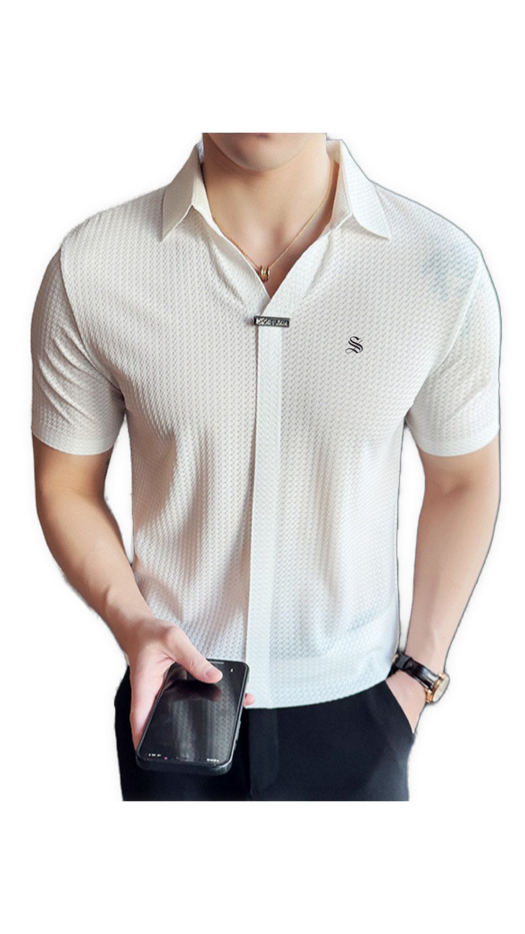 CleanVibe - Short Sleeves Shirt for Men - Sarman Fashion - Wholesale Clothing Fashion Brand for Men from Canada