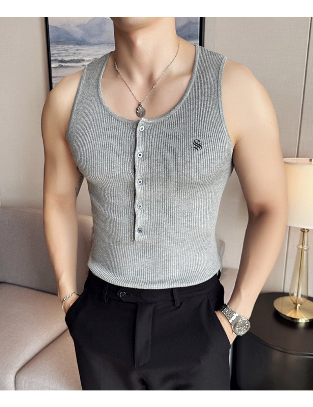 Coffee - Tank Top for Men - Sarman Fashion - Wholesale Clothing Fashion Brand for Men from Canada