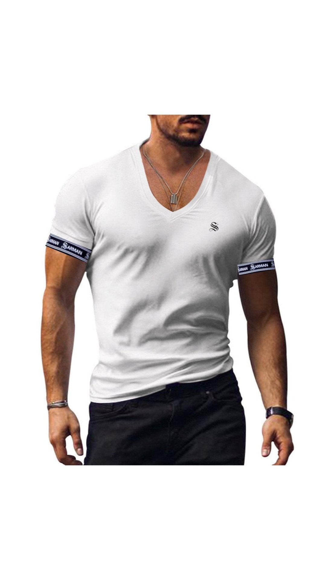 ComuniatuS 2 - V - Neck T-Shirt for Men - Sarman Fashion - Wholesale Clothing Fashion Brand for Men from Canada