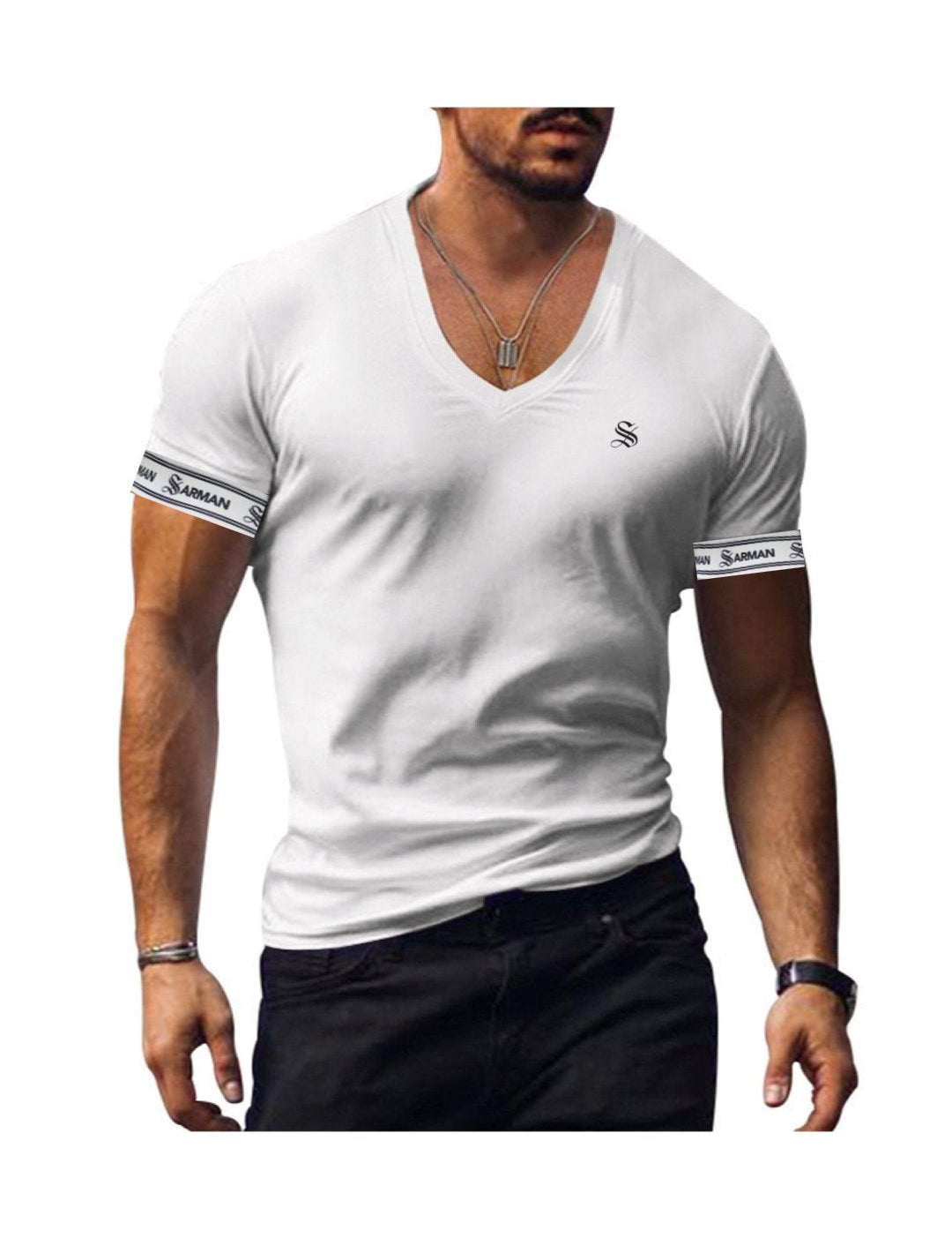 ComuniatuS 2 - V - Neck T-Shirt for Men - Sarman Fashion - Wholesale Clothing Fashion Brand for Men from Canada