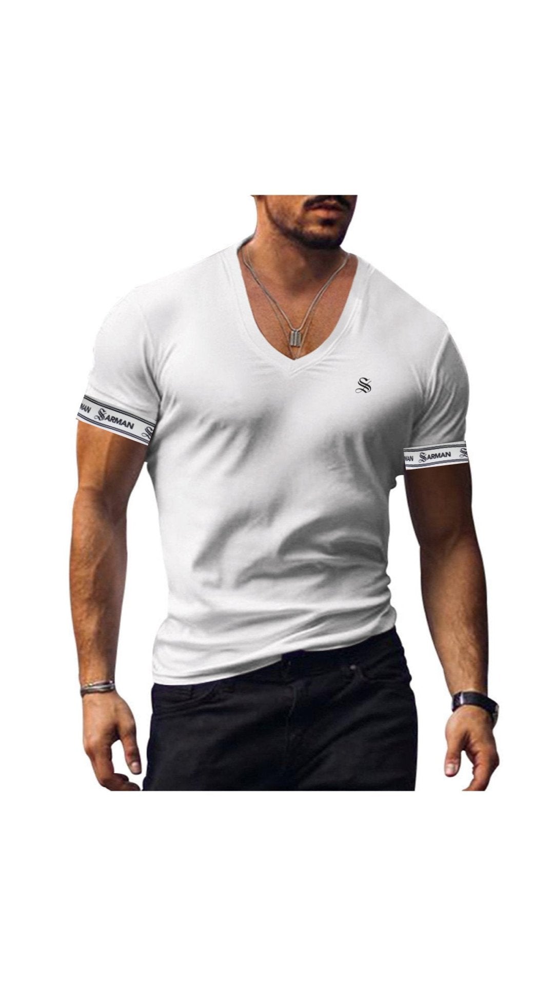 ComuniatuS 2 - V - Neck T-Shirt for Men - Sarman Fashion - Wholesale Clothing Fashion Brand for Men from Canada