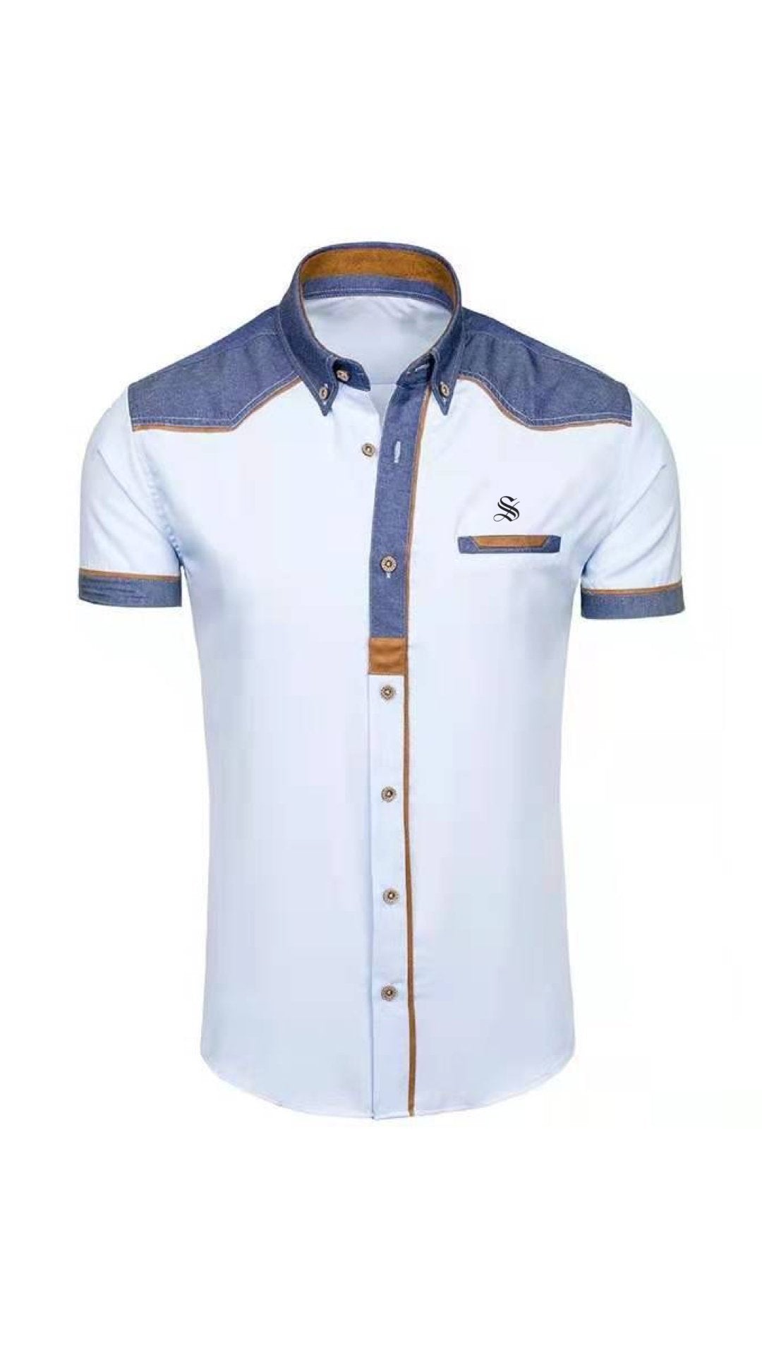 Cowboy #43 - Short Sleeves Shirt for Men - Sarman Fashion - Wholesale Clothing Fashion Brand for Men from Canada