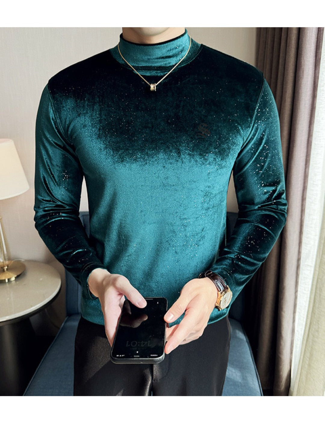 DKL 3 - High Neck Long Sleeve Shirt for Men - Sarman Fashion - Wholesale Clothing Fashion Brand for Men from Canada