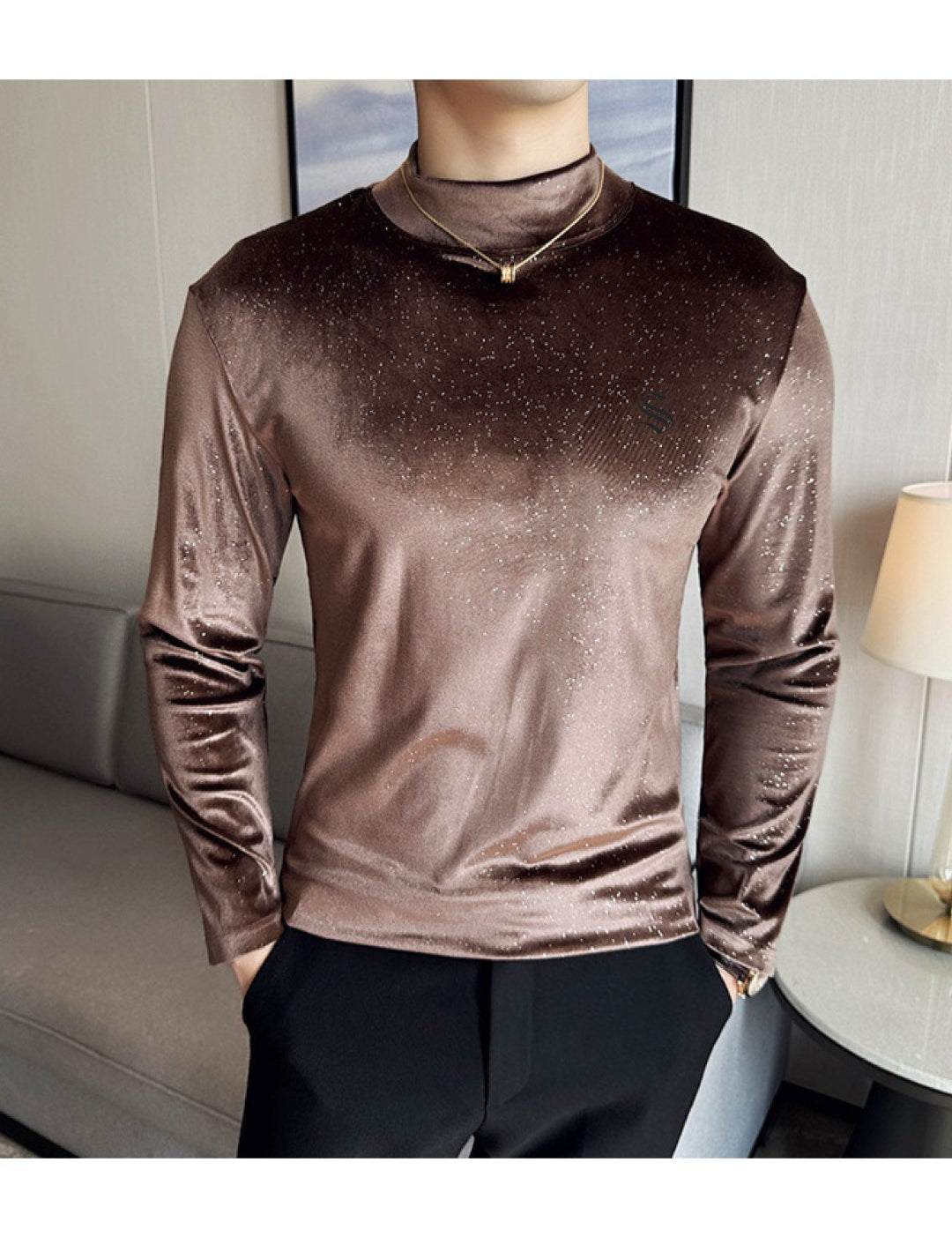 DKL 3 - High Neck Long Sleeve Shirt for Men - Sarman Fashion - Wholesale Clothing Fashion Brand for Men from Canada