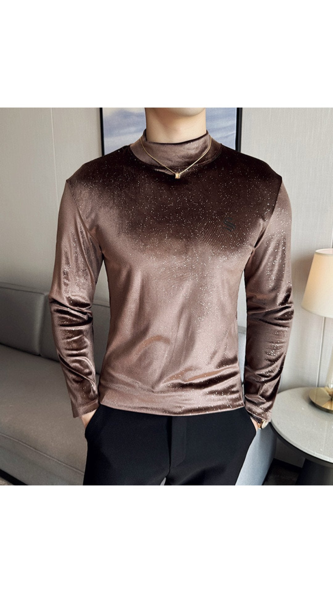 DKL 3 - High Neck Long Sleeve Shirt for Men - Sarman Fashion - Wholesale Clothing Fashion Brand for Men from Canada