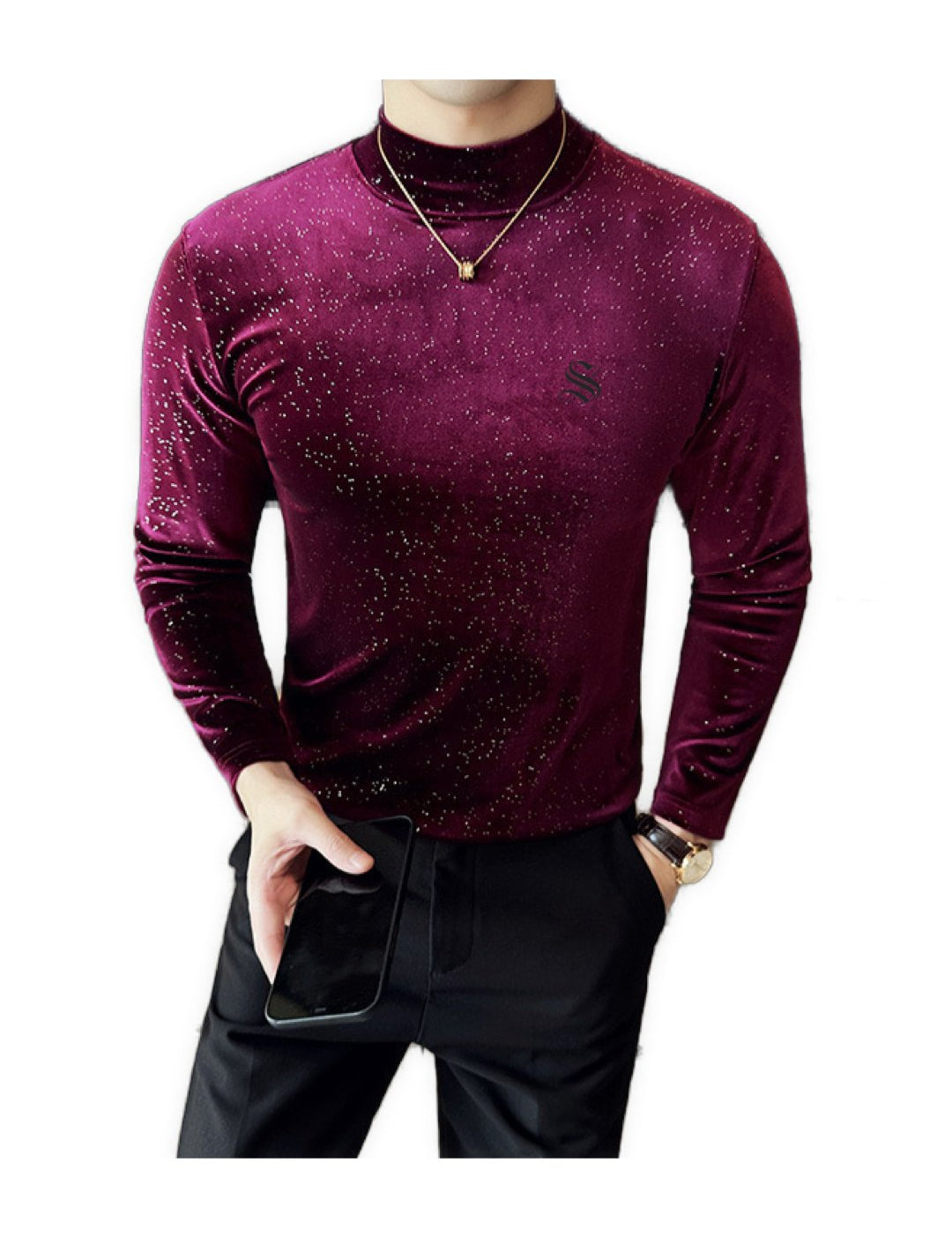 DKL 3 - High Neck Long Sleeve Shirt for Men - Sarman Fashion - Wholesale Clothing Fashion Brand for Men from Canada