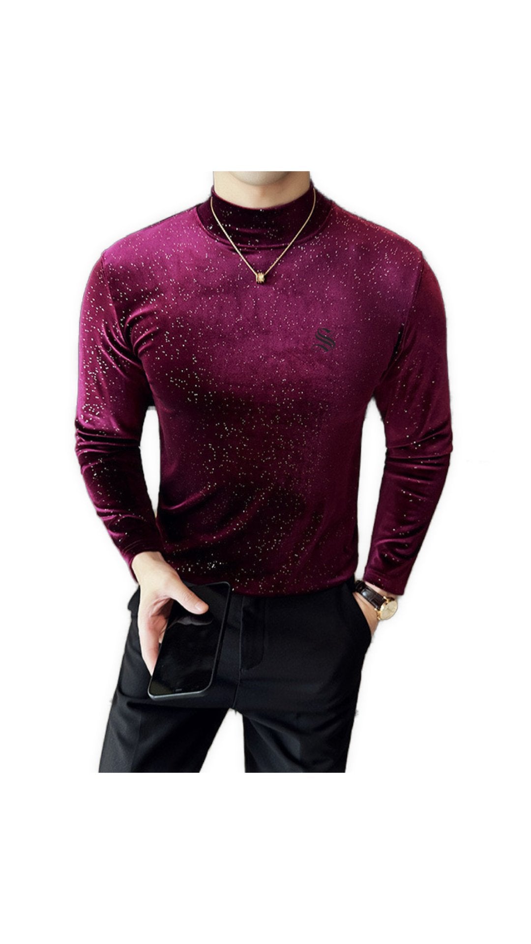 DKL 3 - High Neck Long Sleeve Shirt for Men - Sarman Fashion - Wholesale Clothing Fashion Brand for Men from Canada