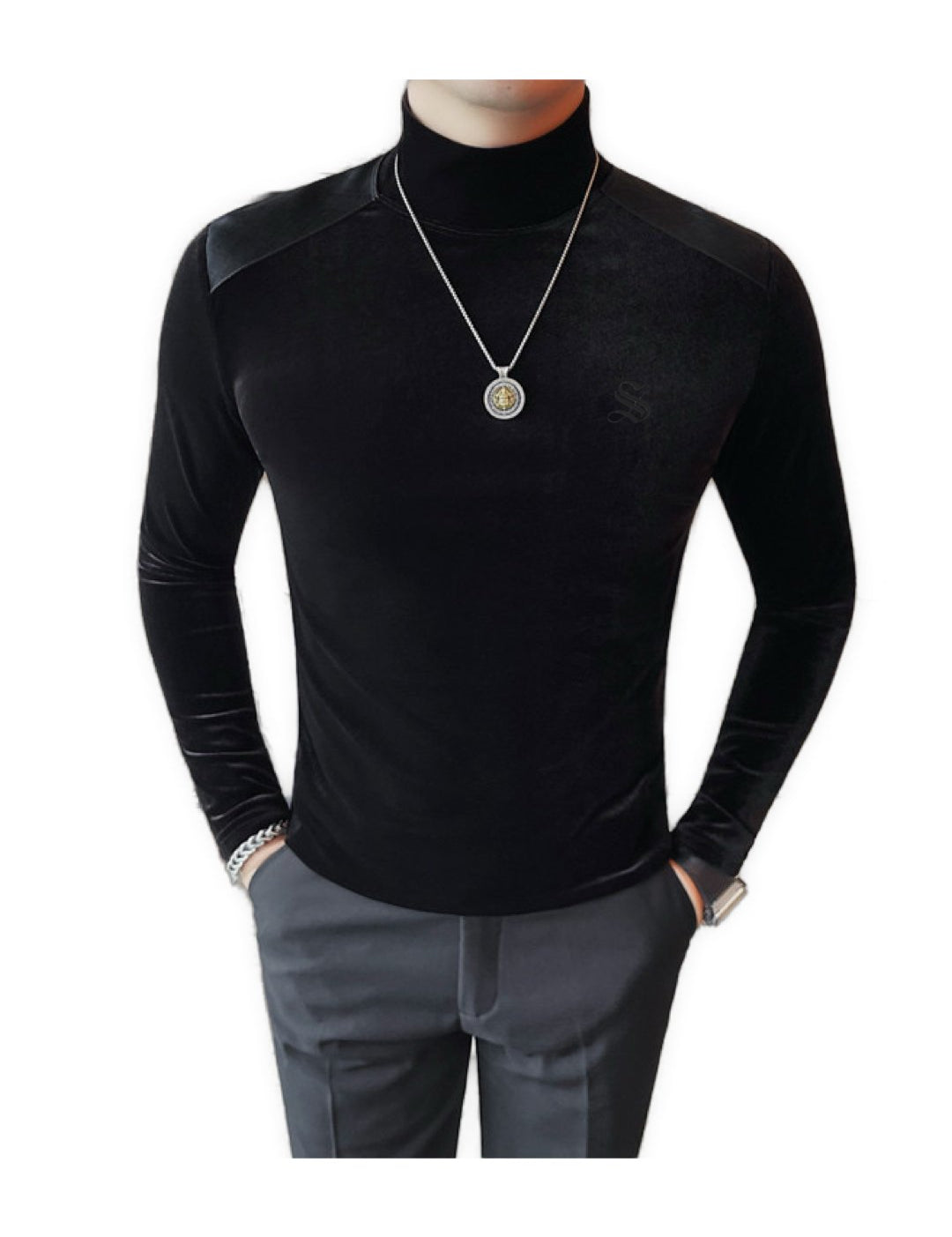 DKL 4 - High Neck Long Sleeve Shirt for Men - Sarman Fashion - Wholesale Clothing Fashion Brand for Men from Canada