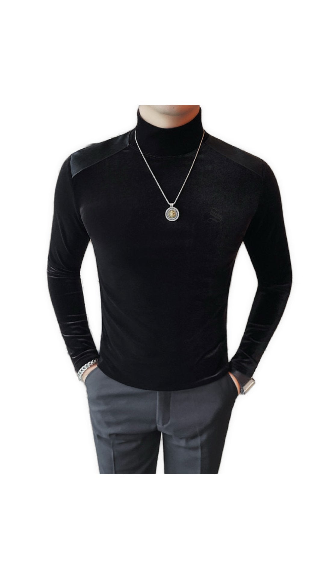 DKL 4 - High Neck Long Sleeve Shirt for Men - Sarman Fashion - Wholesale Clothing Fashion Brand for Men from Canada