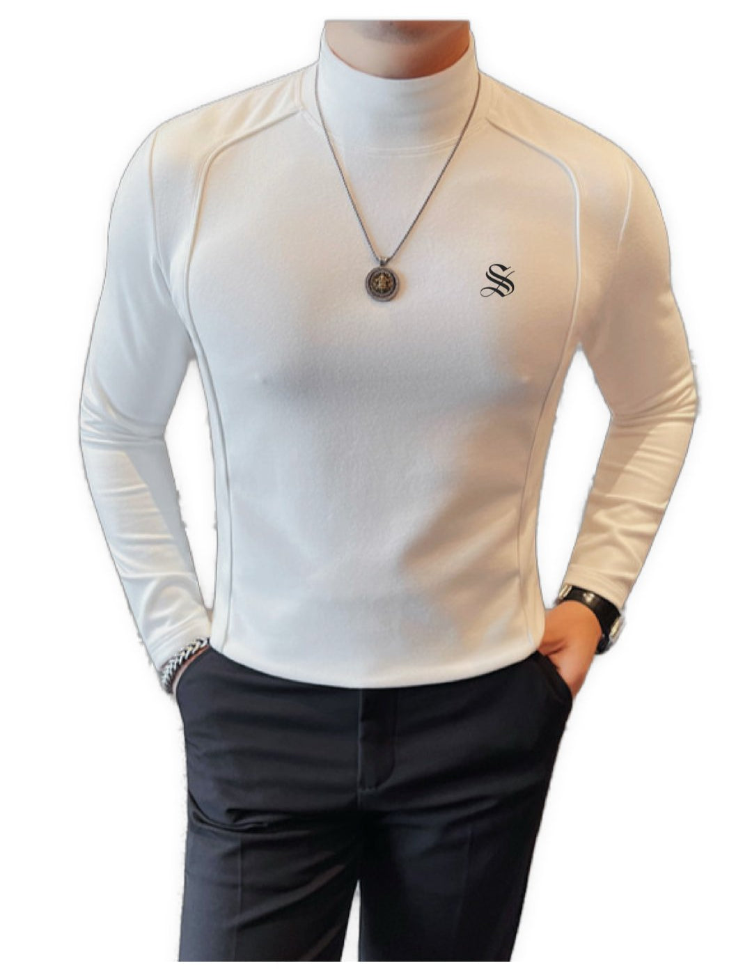 DKL - High Neck Long Sleeve Shirt for Men - Sarman Fashion - Wholesale Clothing Fashion Brand for Men from Canada