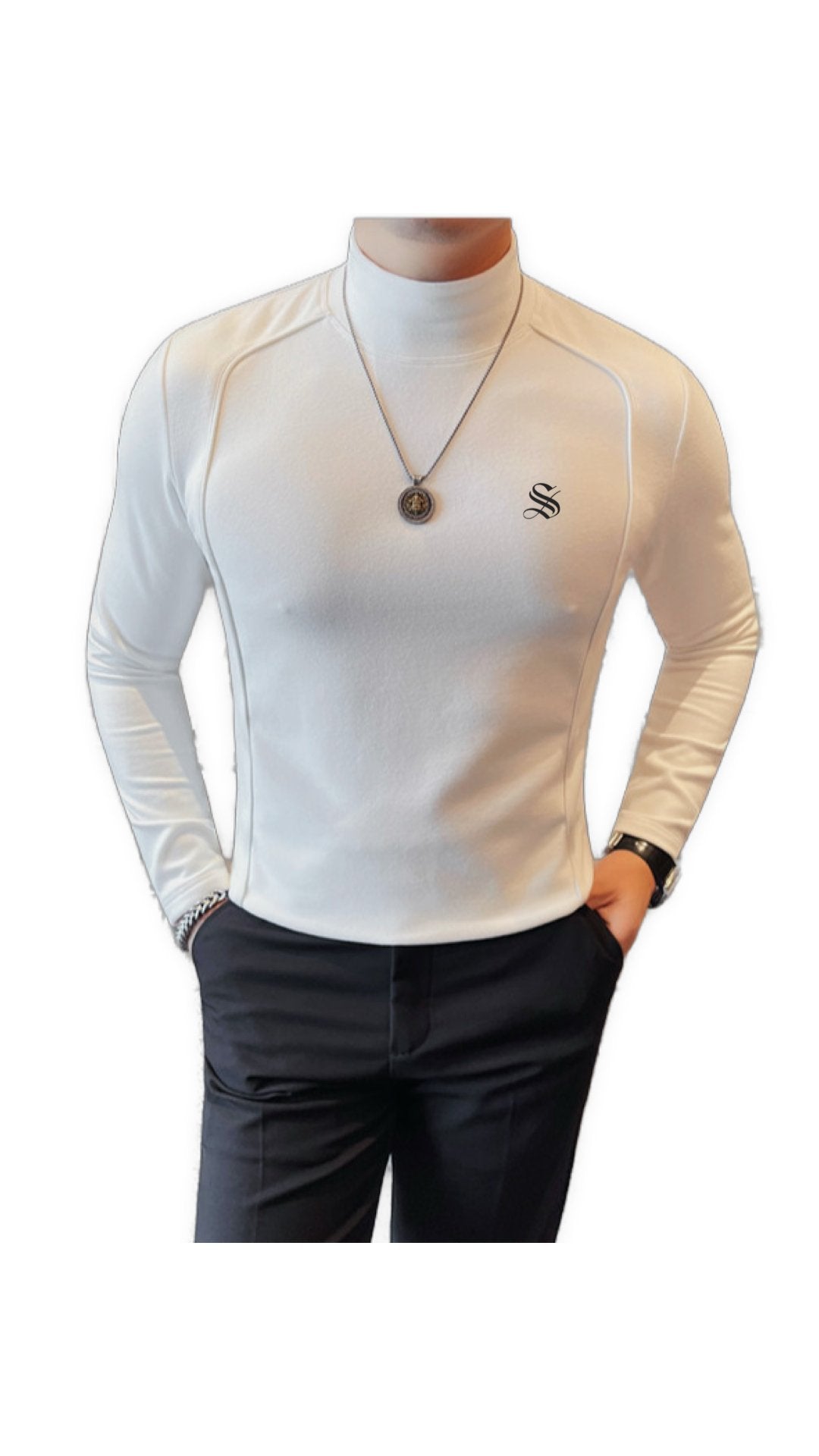 DKL - High Neck Long Sleeve Shirt for Men - Sarman Fashion - Wholesale Clothing Fashion Brand for Men from Canada