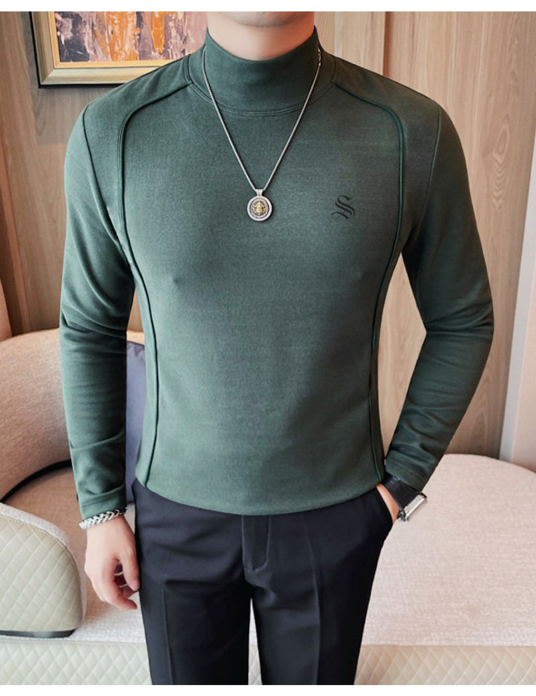 DKL - High Neck Long Sleeve Shirt for Men - Sarman Fashion - Wholesale Clothing Fashion Brand for Men from Canada