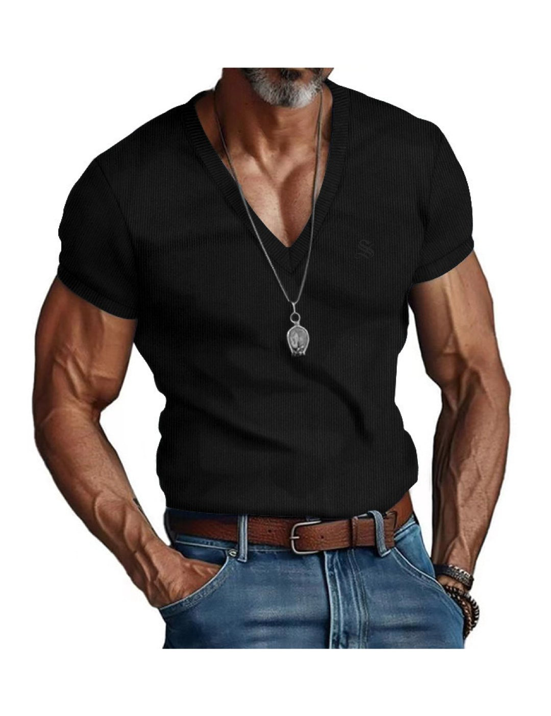 Fikimo - V-Neck T-Shirt for Men - Sarman Fashion - Wholesale Clothing Fashion Brand for Men from Canada