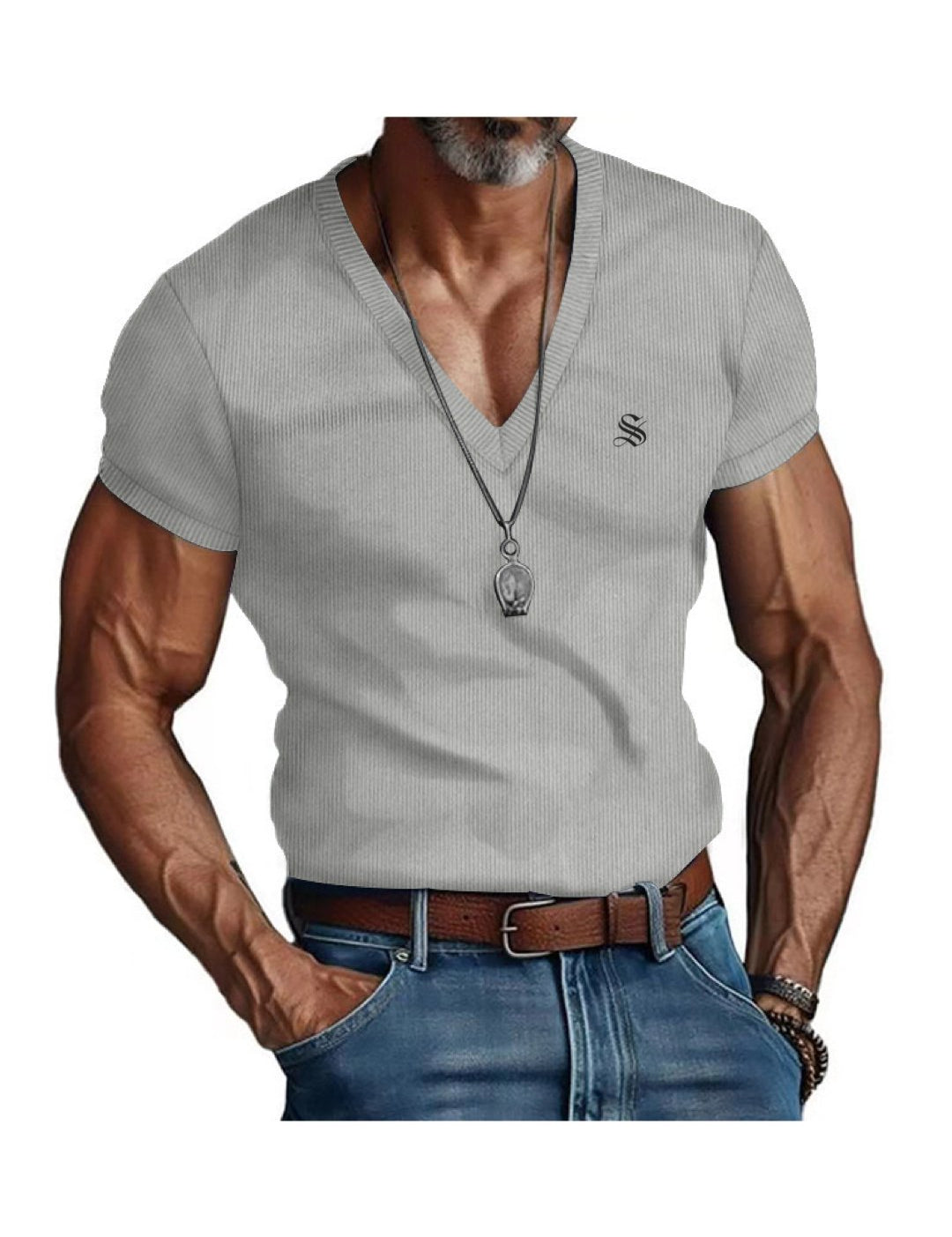 Fikimo - V-Neck T-Shirt for Men - Sarman Fashion - Wholesale Clothing Fashion Brand for Men from Canada