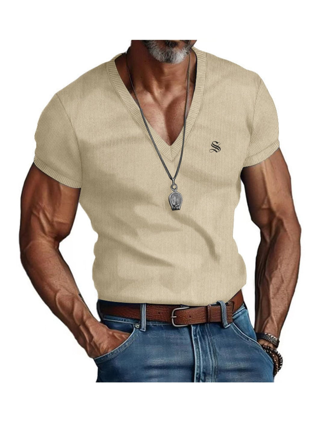 Fikimo - V-Neck T-Shirt for Men - Sarman Fashion - Wholesale Clothing Fashion Brand for Men from Canada