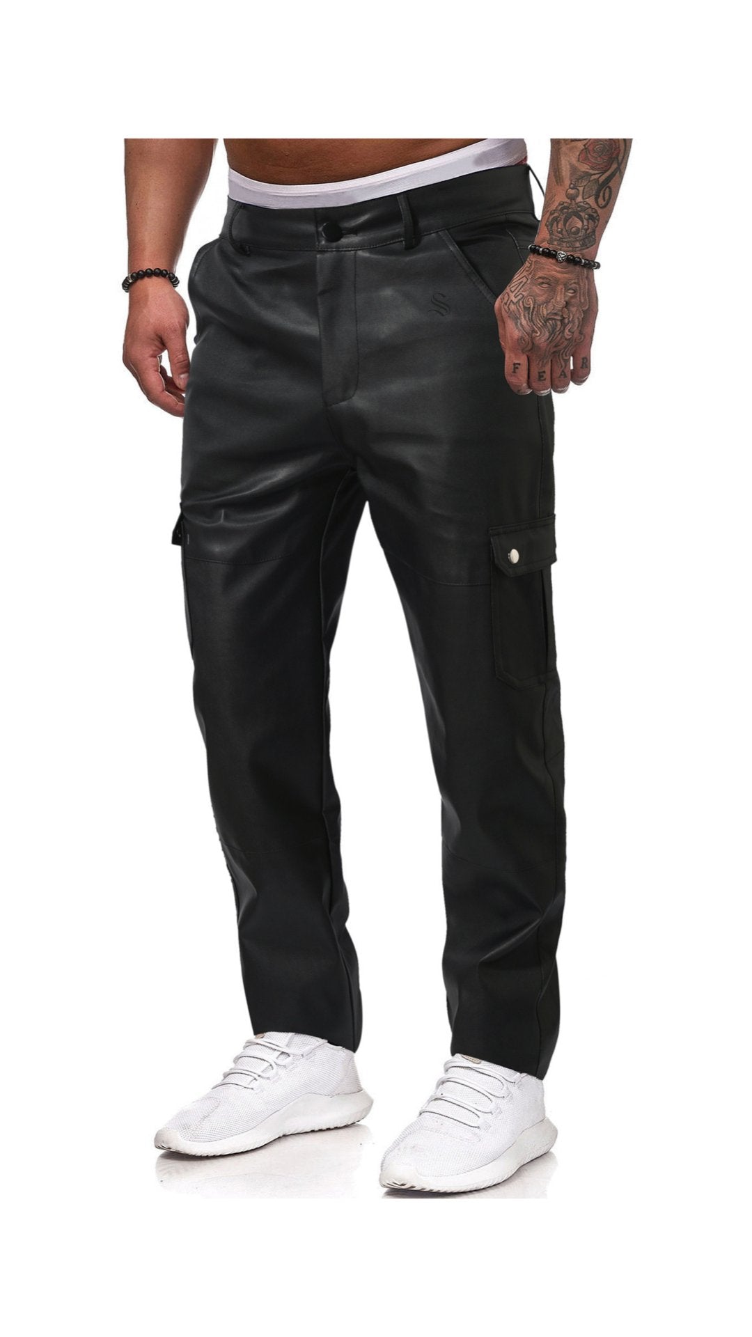 FRTU 3 - Black Pu-Leather Pant’s for Men - Sarman Fashion - Wholesale Clothing Fashion Brand for Men from Canada