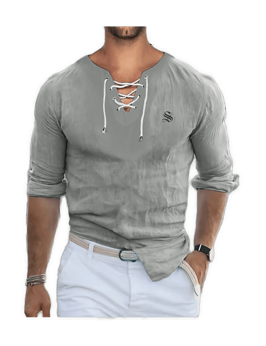 Gak - Long V - Neck Shirt for Men - Sarman Fashion - Wholesale Clothing Fashion Brand for Men from Canada