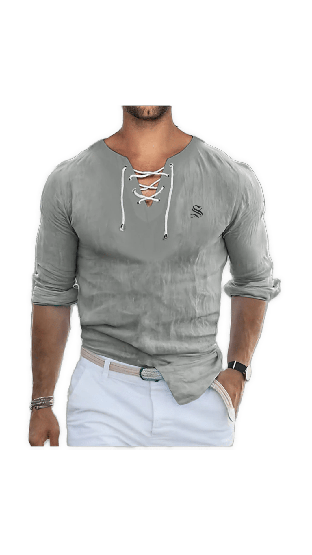 Gak - Long V - Neck Shirt for Men - Sarman Fashion - Wholesale Clothing Fashion Brand for Men from Canada