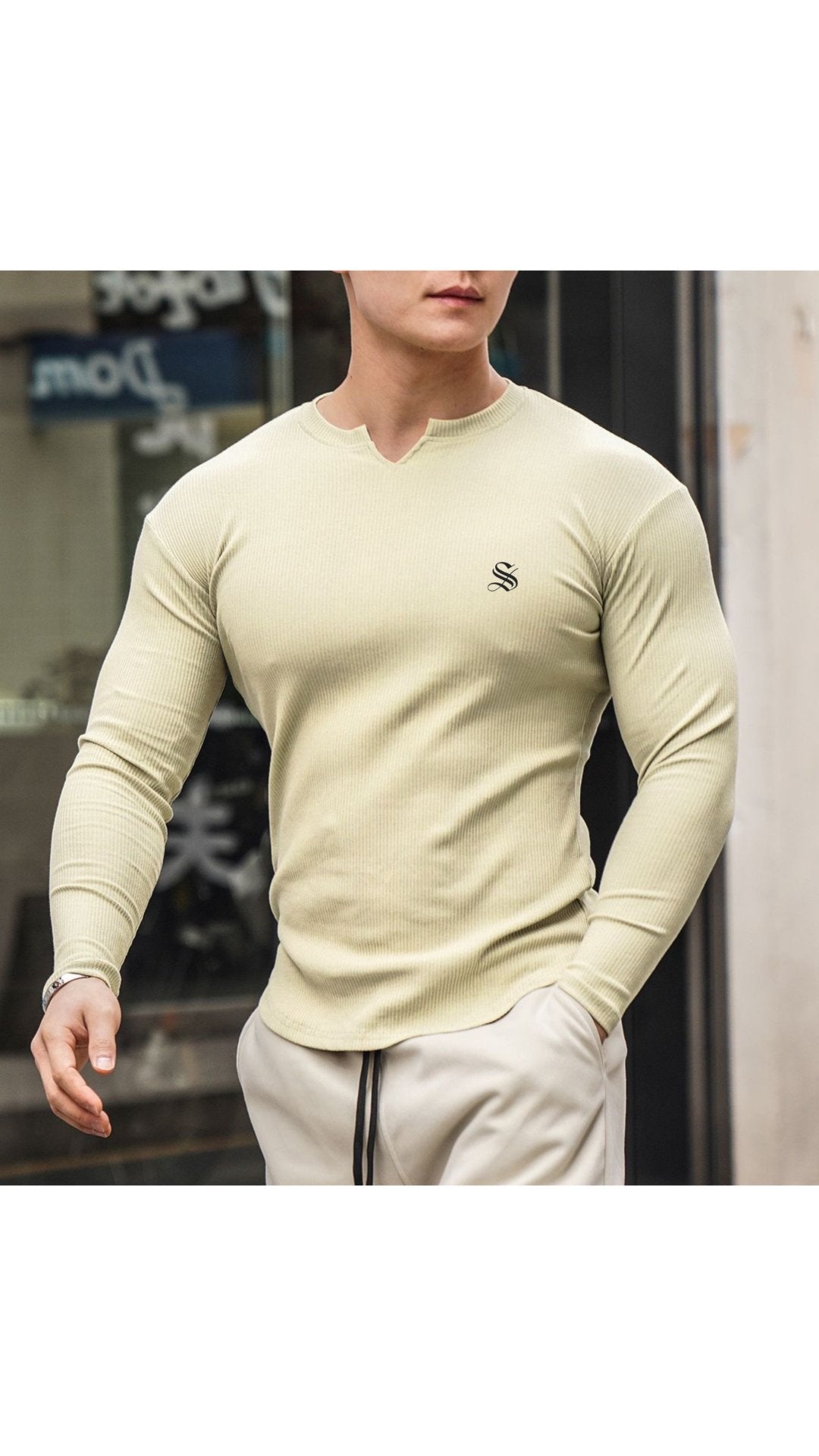 Gu3 - Long Sleeves V - Neck Shirt for Men - Sarman Fashion - Wholesale Clothing Fashion Brand for Men from Canada