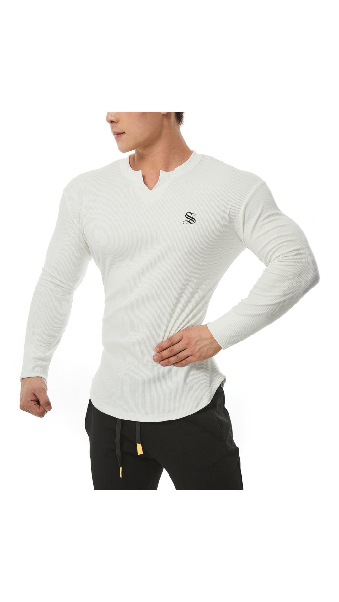 Gu3 - Long Sleeves V - Neck Shirt for Men - Sarman Fashion - Wholesale Clothing Fashion Brand for Men from Canada