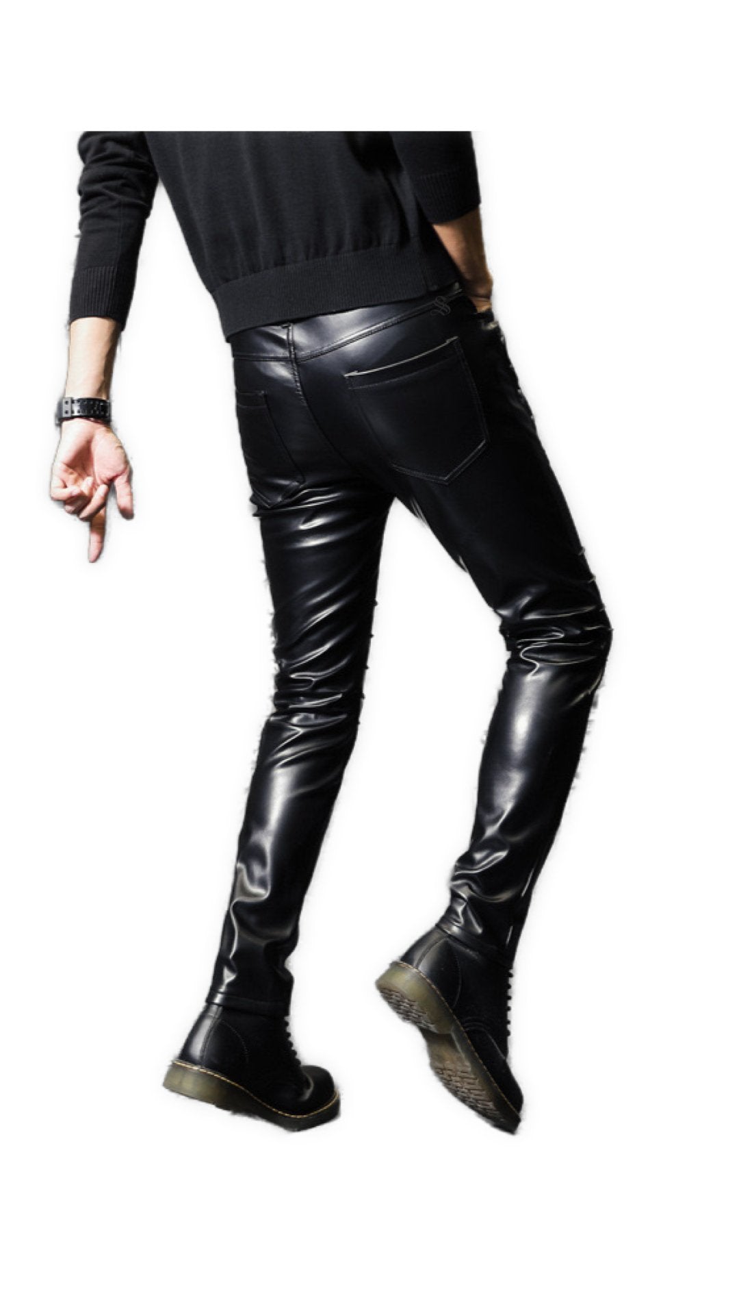 Hadolan - Black Pu - Leather Pant’s for Men - Sarman Fashion - Wholesale Clothing Fashion Brand for Men from Canada