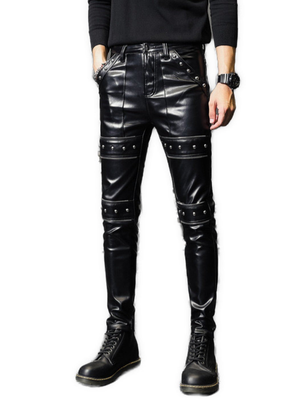 Hadolan - Black Pu - Leather Pant’s for Men - Sarman Fashion - Wholesale Clothing Fashion Brand for Men from Canada