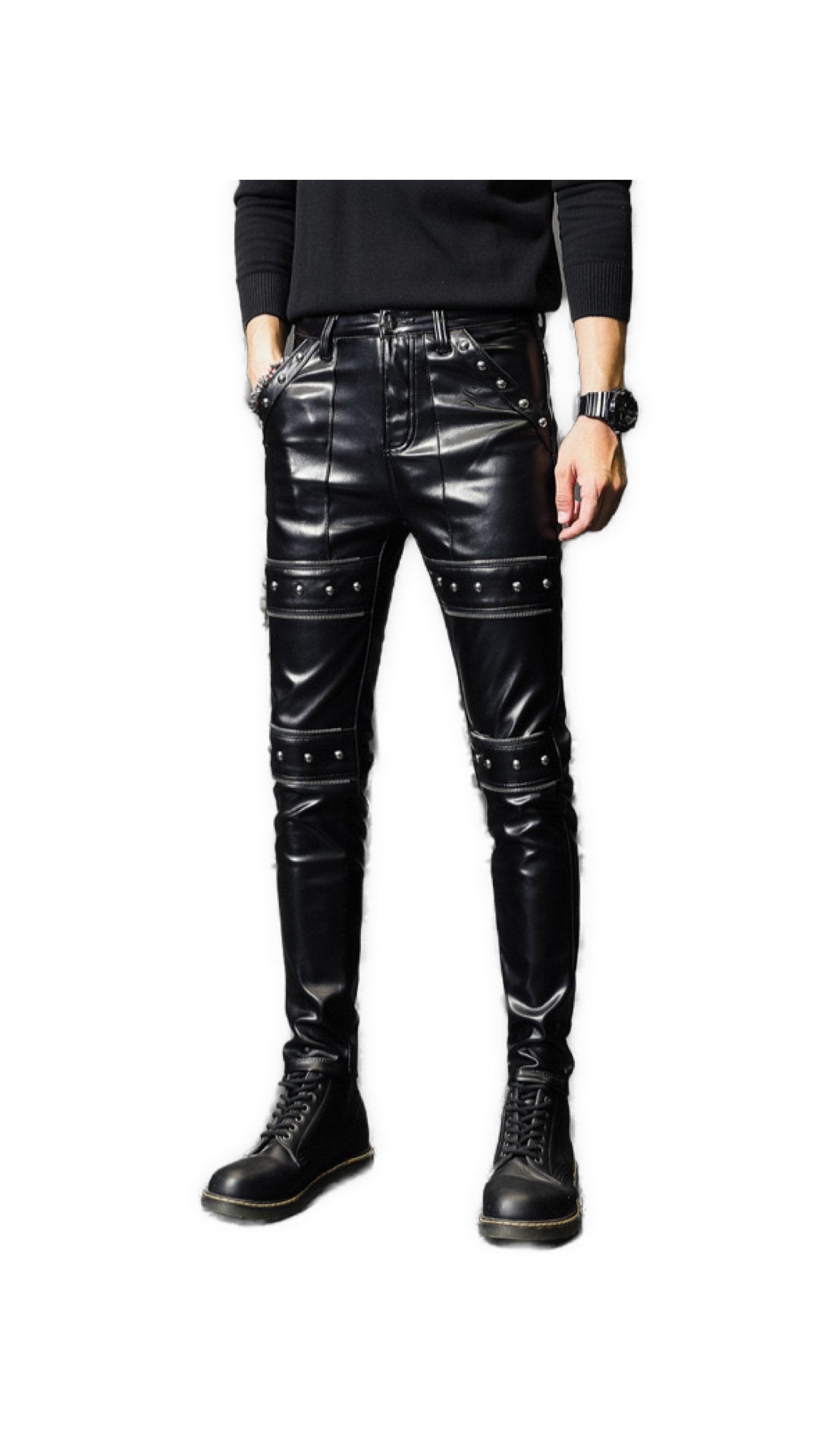 Hadolan - Black Pu - Leather Pant’s for Men - Sarman Fashion - Wholesale Clothing Fashion Brand for Men from Canada