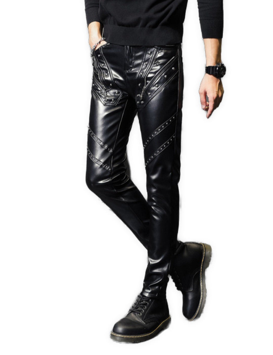 Haraza - Black Pu - Leather Pant’s for Men - Sarman Fashion - Wholesale Clothing Fashion Brand for Men from Canada