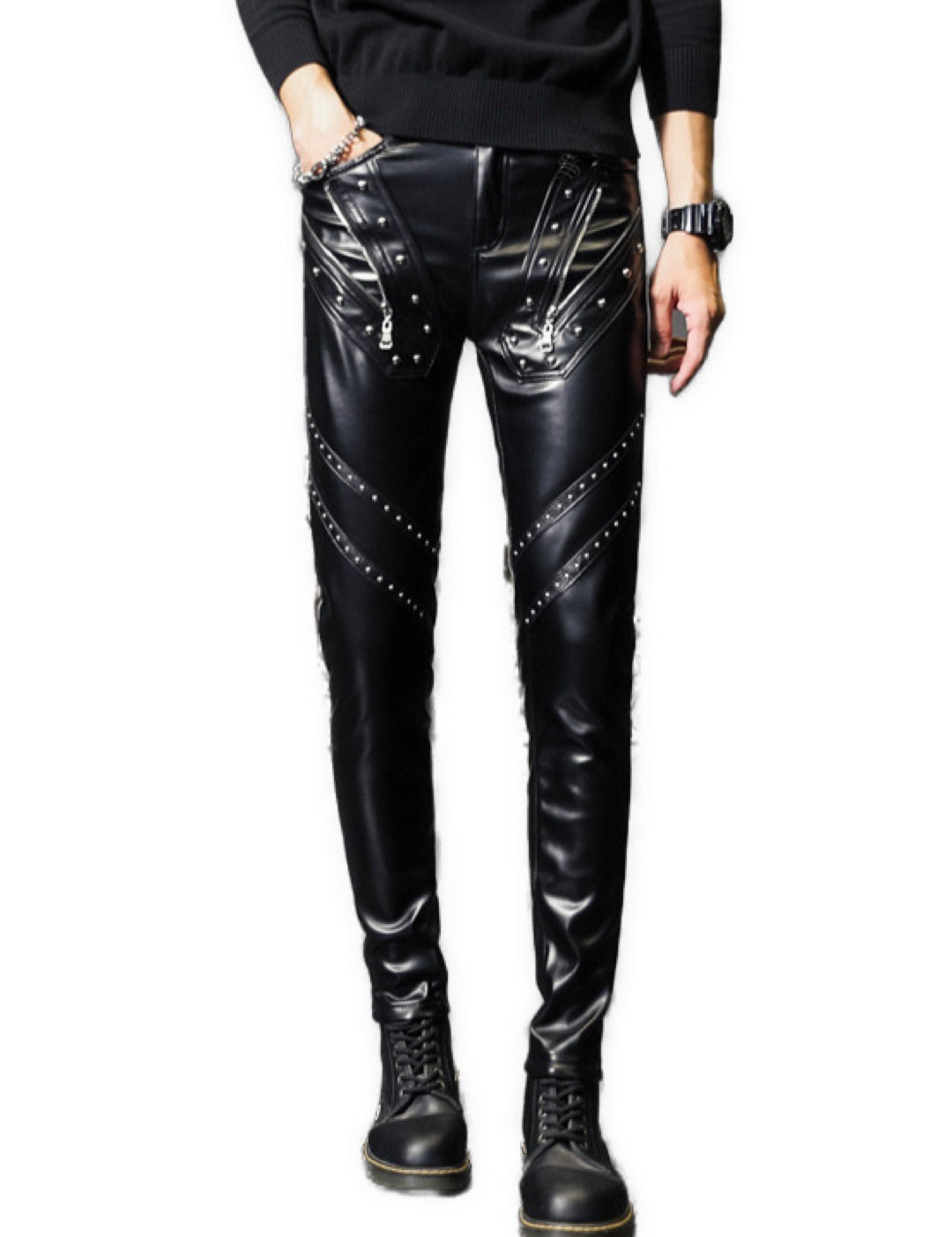 Haraza - Black Pu - Leather Pant’s for Men - Sarman Fashion - Wholesale Clothing Fashion Brand for Men from Canada