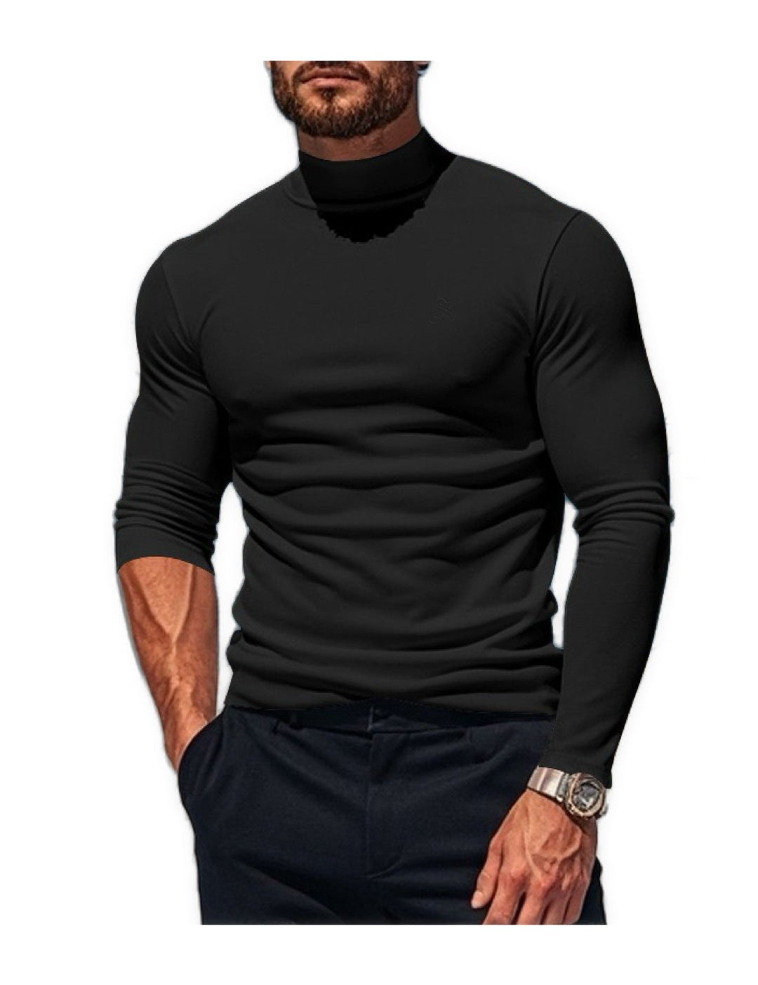 Hogul 44 - High Neck Long Sleeve Shirt for Men - Sarman Fashion - Wholesale Clothing Fashion Brand for Men from Canada